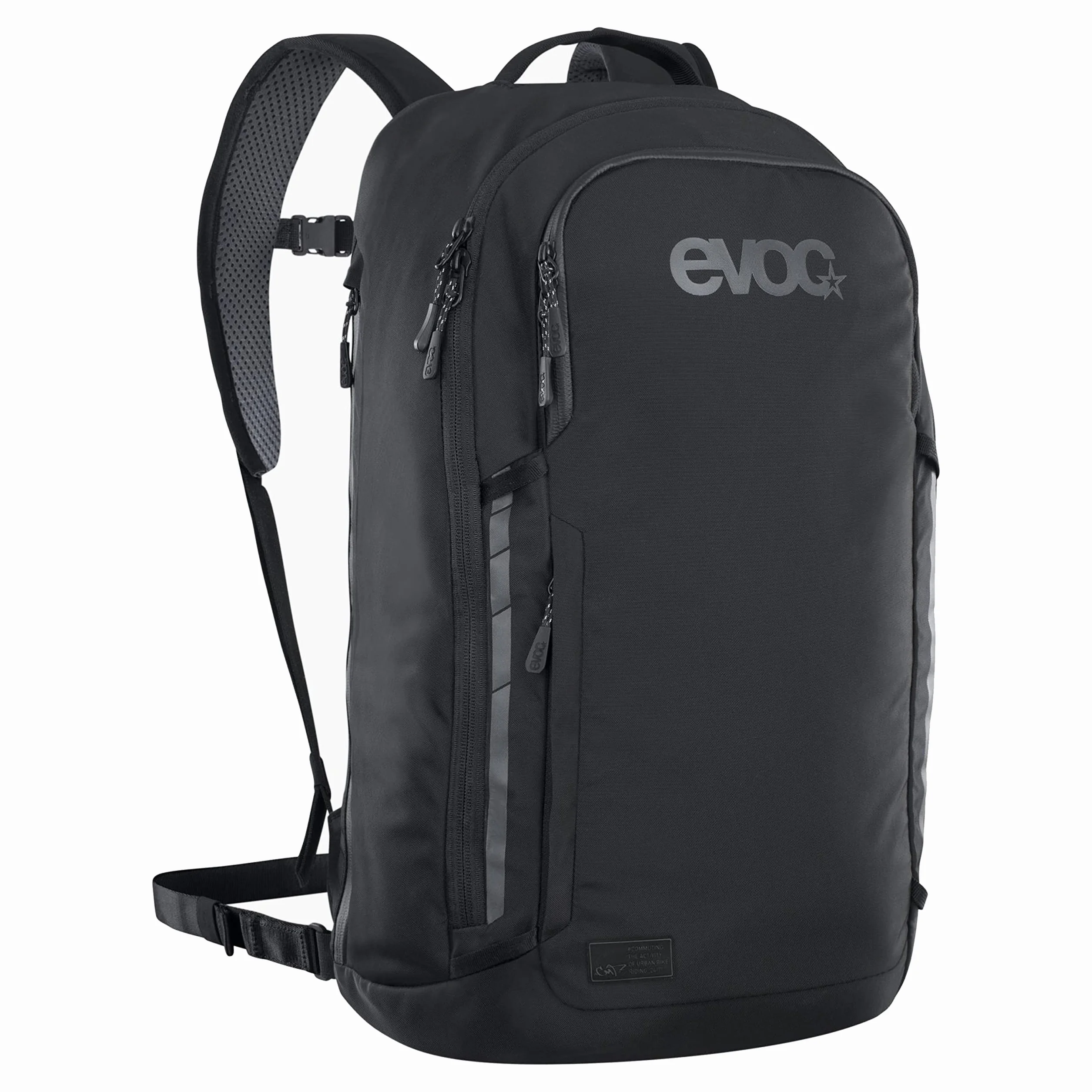 Plecak EVOC COMMUTE 22 (plecak rowerowy, z systemem wentylacji, kieszenią na laptopa, odblaskowy nadruk, waga: 860 g, wymiary: 17 x 28 x 52 cm, pojemność: 22 l), czarny