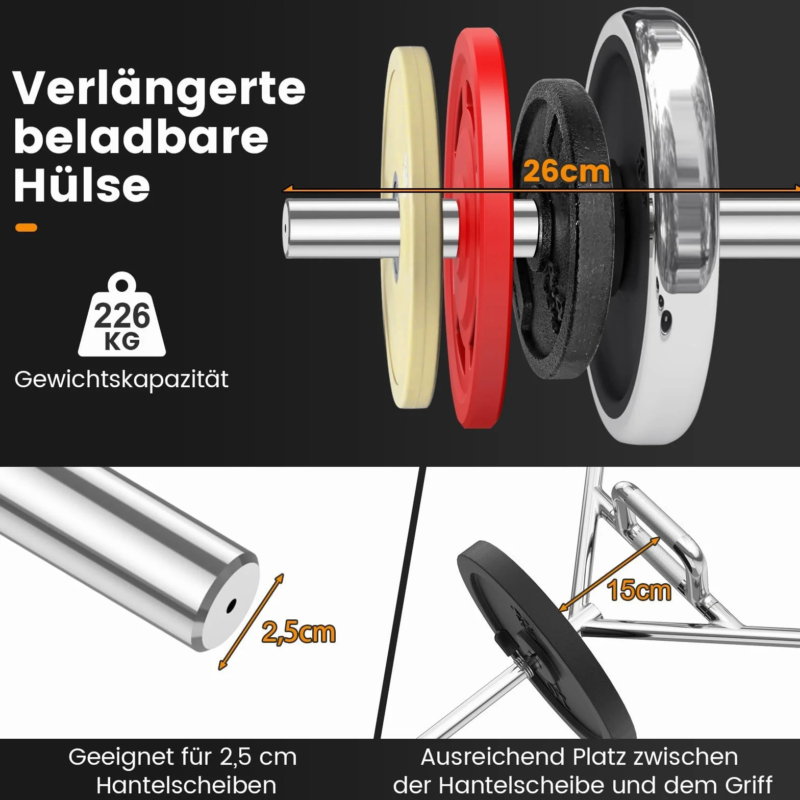 COSTWAY Trap Bar 142 cm Sztanga do Hantli z Uchwytem Sześciokątnym 25 mm, Obciążenie do 226 kg