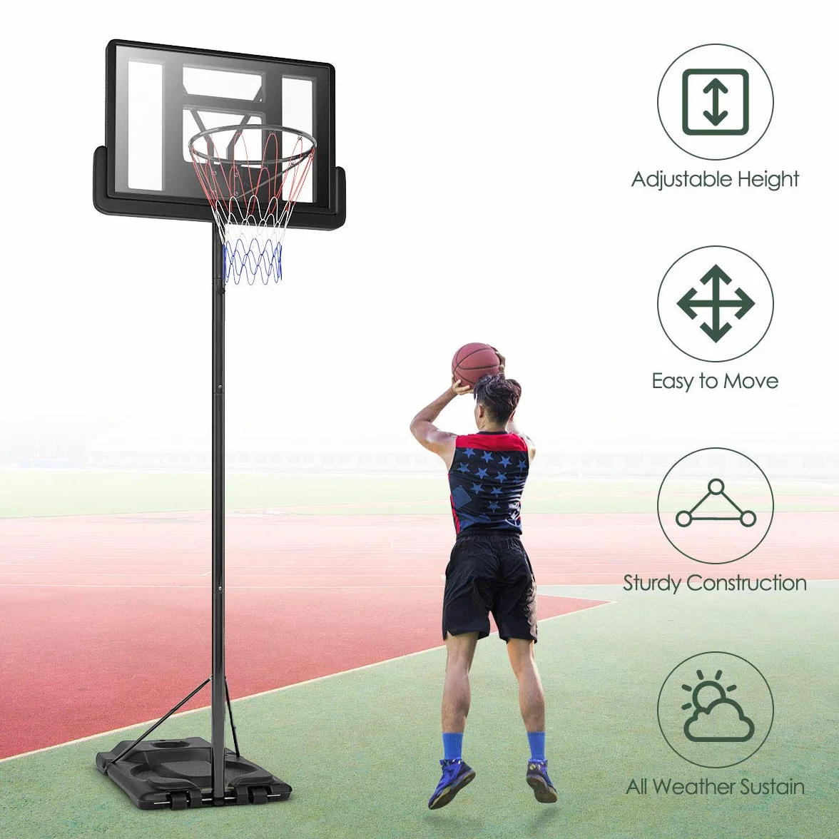 COSTWAY Przenośny stojak do koszykówki, z regulacją wysokości od 260 cm do 305 cm, z nylonową siatką,dla nastolatków i dorosłych