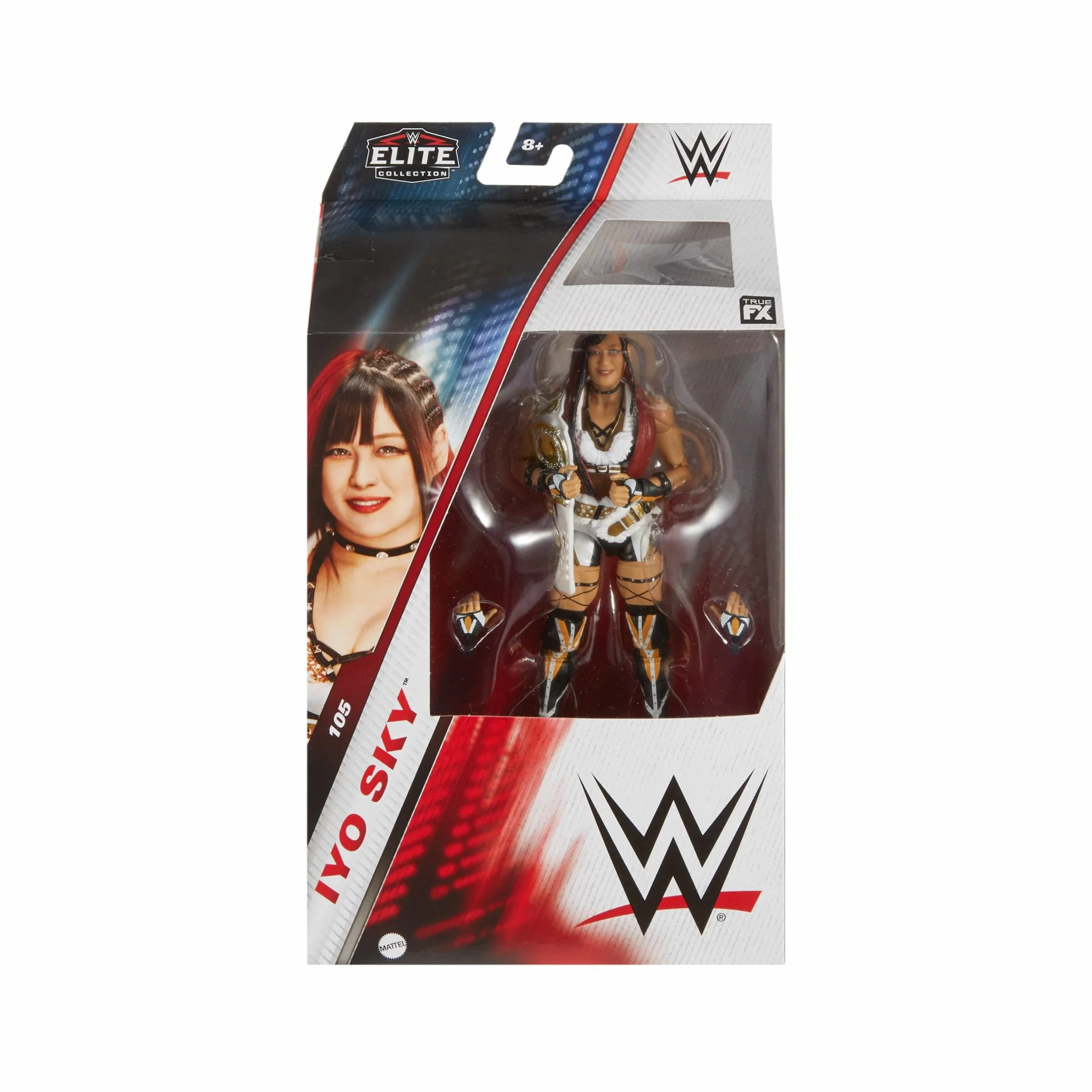 Mattel WWE Elite Iyo Sky figurka akcji 15 cm kolekcjonerska 25 punktów ruchu wymienne dłonie HTX23