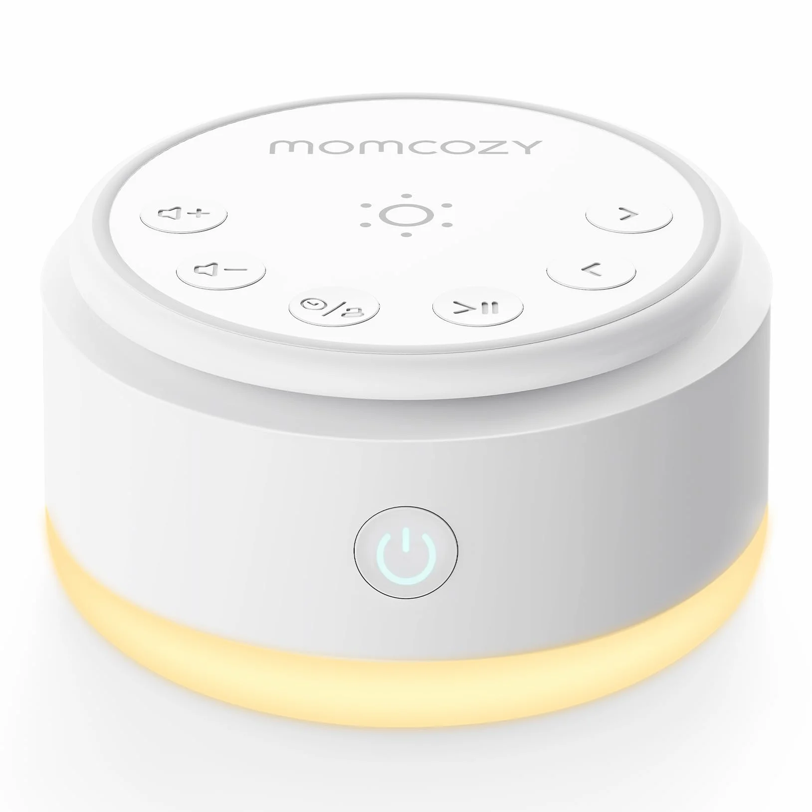 Momcozy Geräuschmaschine dla niemowląt – 20 Kojących Dźwięków i Dotykowe Światło, Przenośny Biały Hałas dla Dzieci i Dorosłych, Timer Do Zasypiania i Przypomnienie | Idealny Towarzysz Podróży (Żółty)