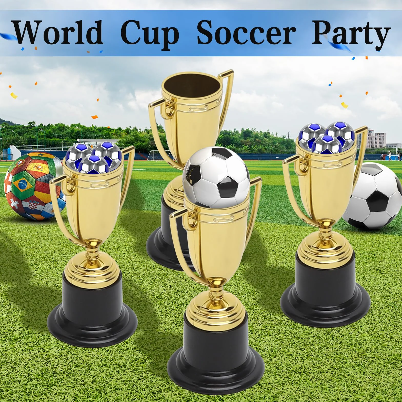 8 sztuk trofeów na prezent, mini złote trofea dla dzieci, tworzywo sztuczne, mini zwycięzcy puchary, puchar dla dzieci, na imprezę, jako upominek, urodziny dziecka, konkursy sportowe