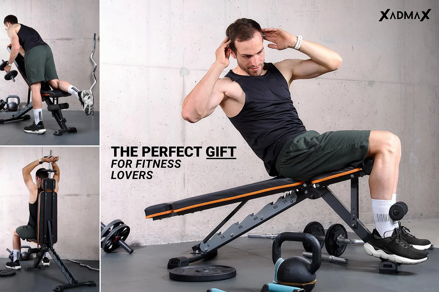 Ławka Treningowa Regulowana, Wyjątkowo Solidna i Stabilna, Udźwig do 360 kg, Składana Ławeczka Fitness, Ławka do Ćwiczeń Regulowana, do Domowej Siłowni