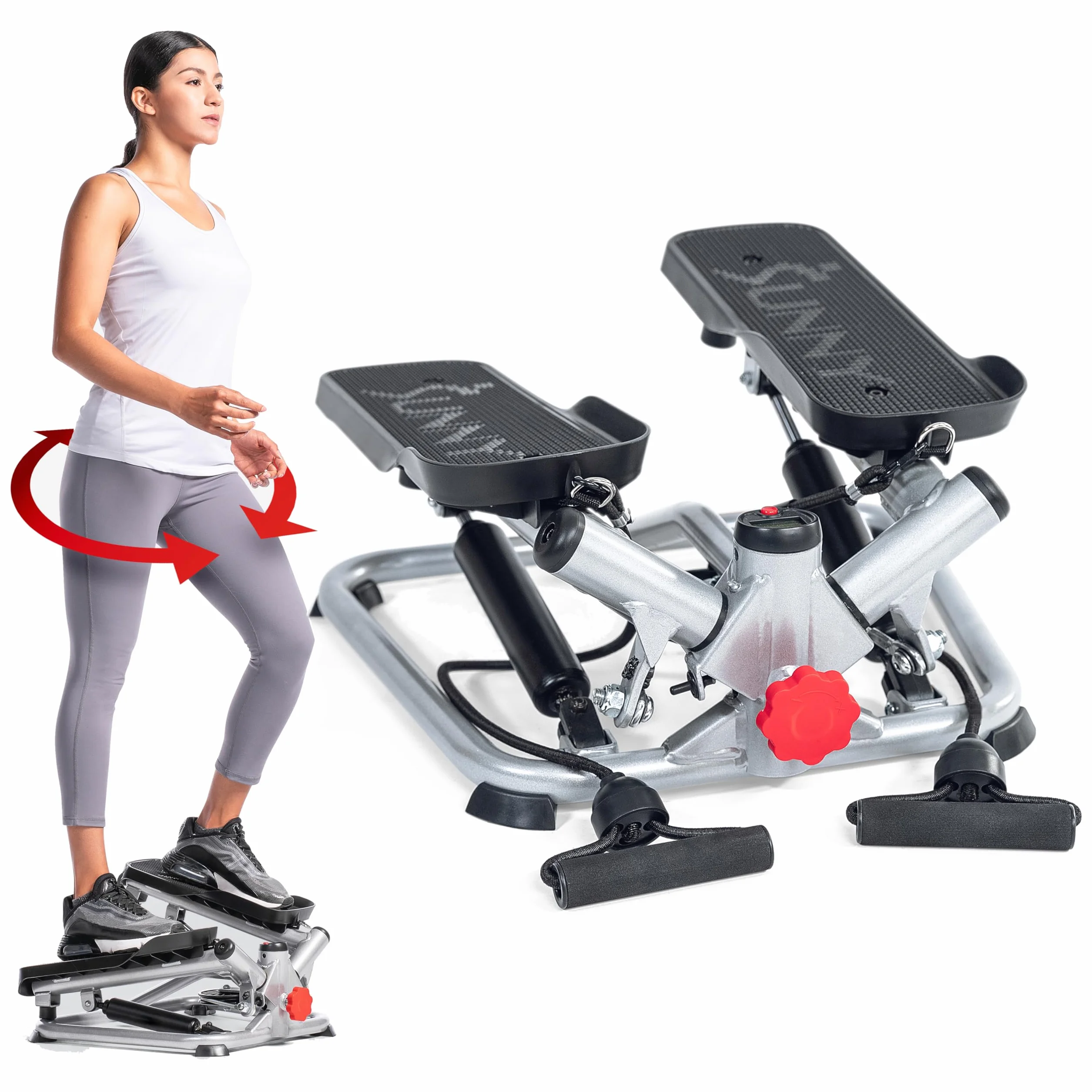 Sunny Health & Fitness Unisex's Total Body zaawansowana maszyna krokowa-SF-S0979 maszyna krokowa, szary, jeden rozmiar