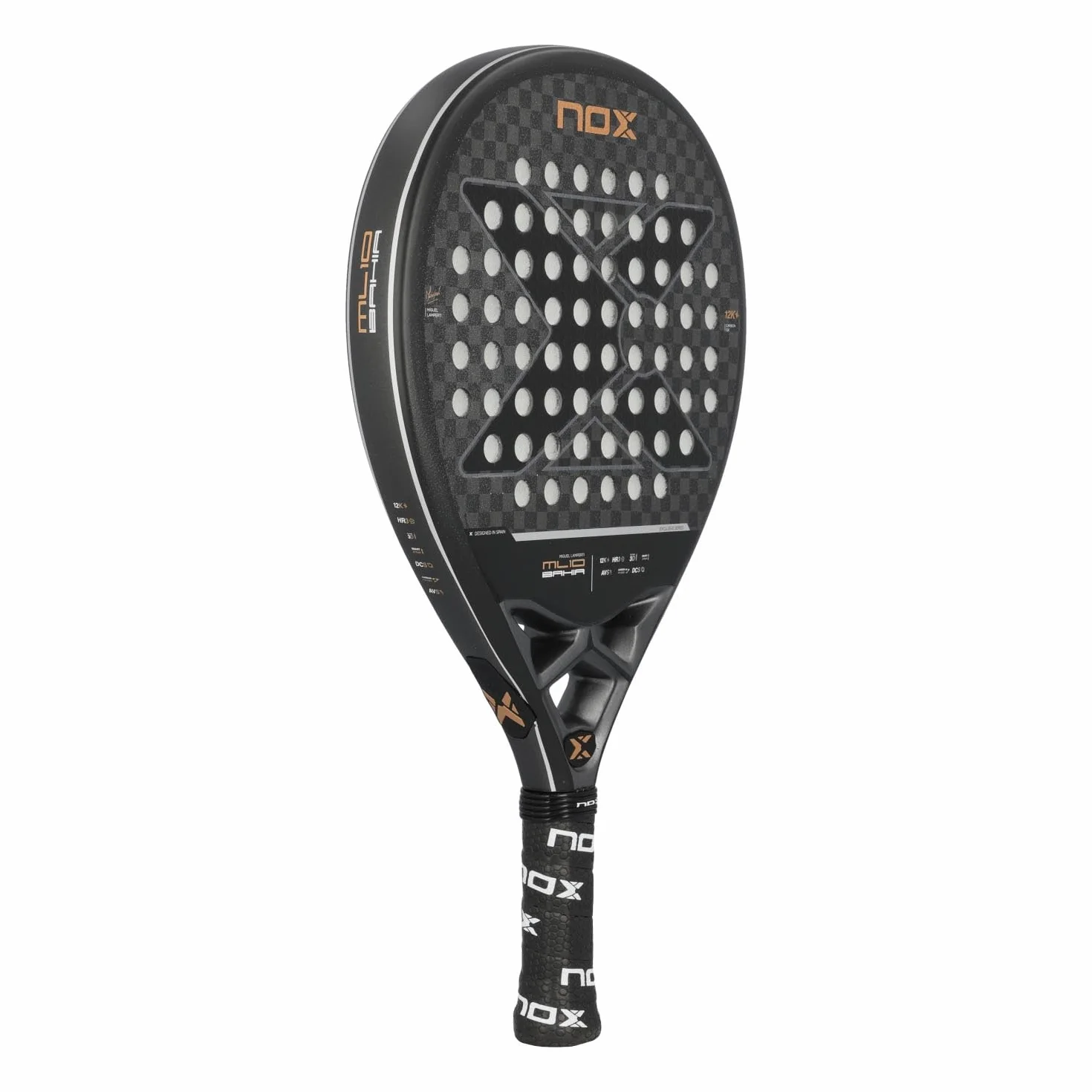 NOX Miguel Lamperti ML10 Bahia Luxury Series 12-karatowa rakieta łezkowa do średniozaawansowanych i zawodowych 12K Carbon EVA Core HR3 szorstka powierzchnia