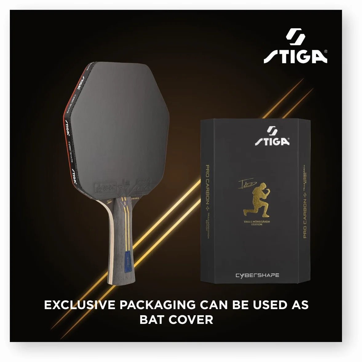 STIGA Pro Carbon Plus Cybershape Truls Edition kij do tenisa stołowego 5-gwiazdkowy, technologia Touch Carbon, gumy STAR5 ITTF