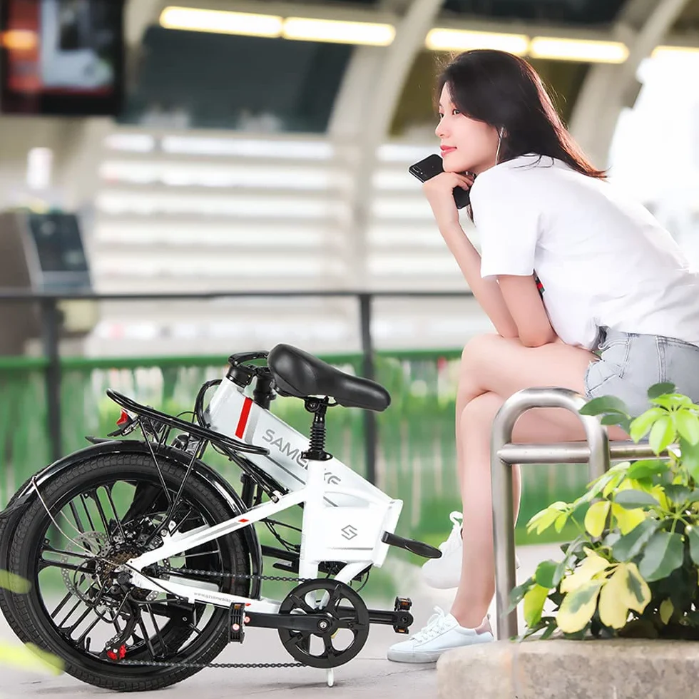 SAMEBIKE 20 Calowy Składany Rower Elektryczny, Wymienny Akumulator 48V/10.4Ah, Podstawowy Składany Mini miejski Rower Elektryczny Dla Nastolatków Dorosłych