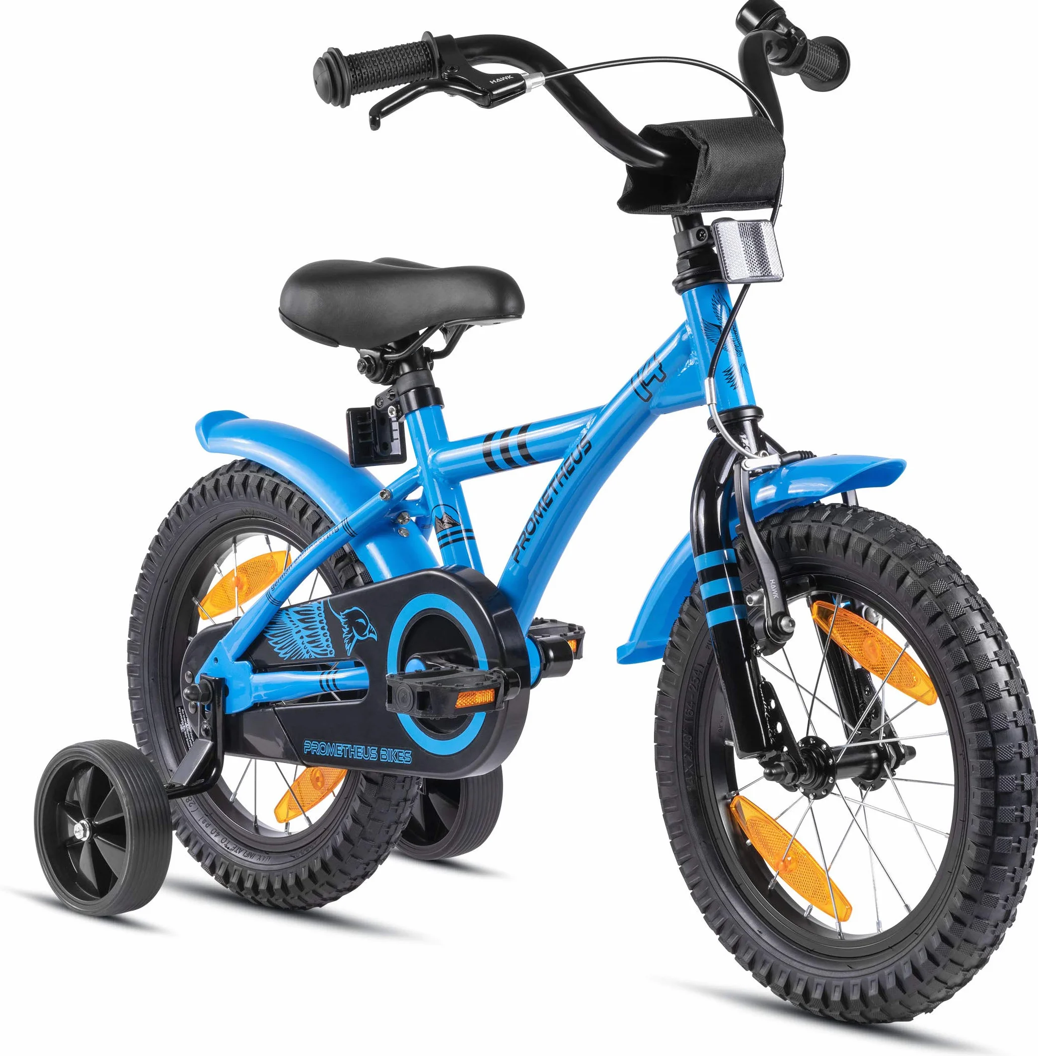 PROMETHEUS BICYCLES rower dziecięcy 14" dla dzieci z kółkami podporowymi hamulcem obrotowym niebieski
