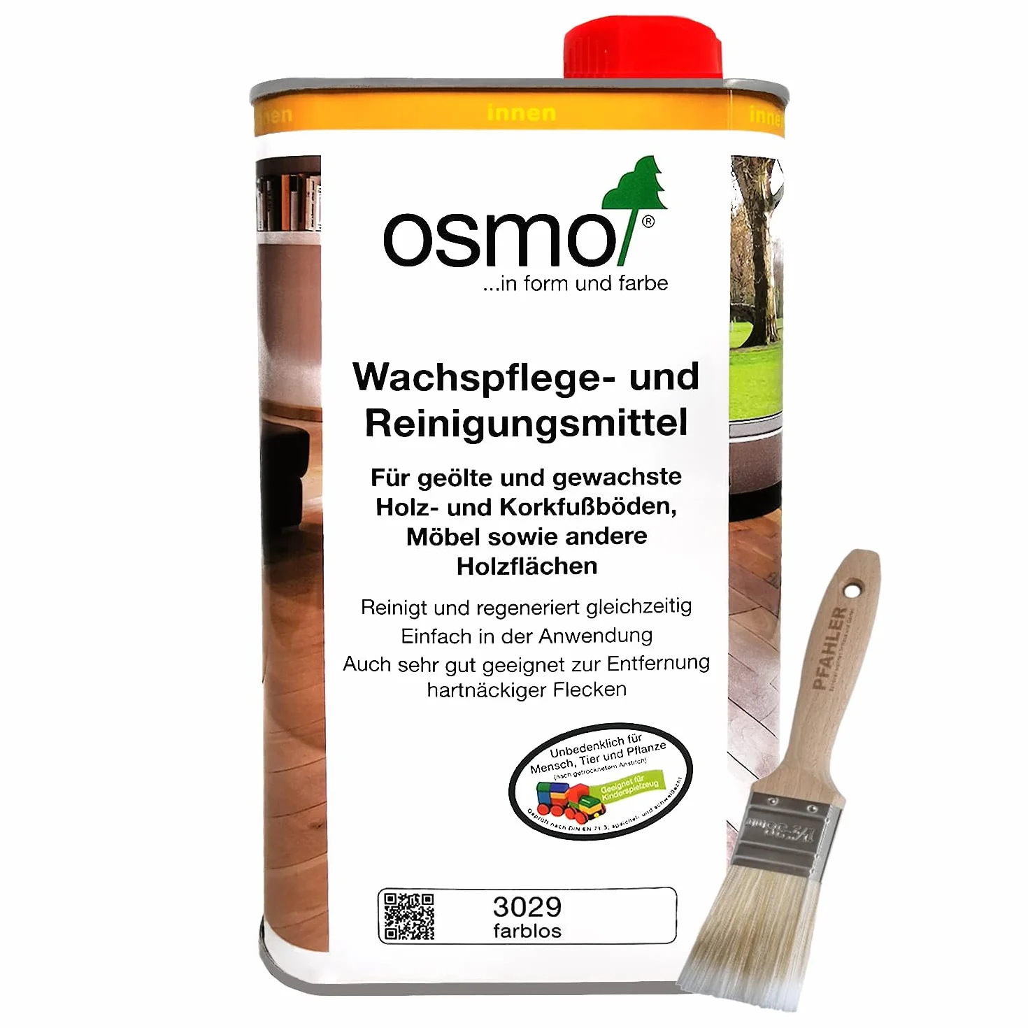 Osmo 3029 środek do pielęgnacji wosku i środka czyszczącego, 1 l, bezbarwny środek czyszczący i odświeżający w jednym!