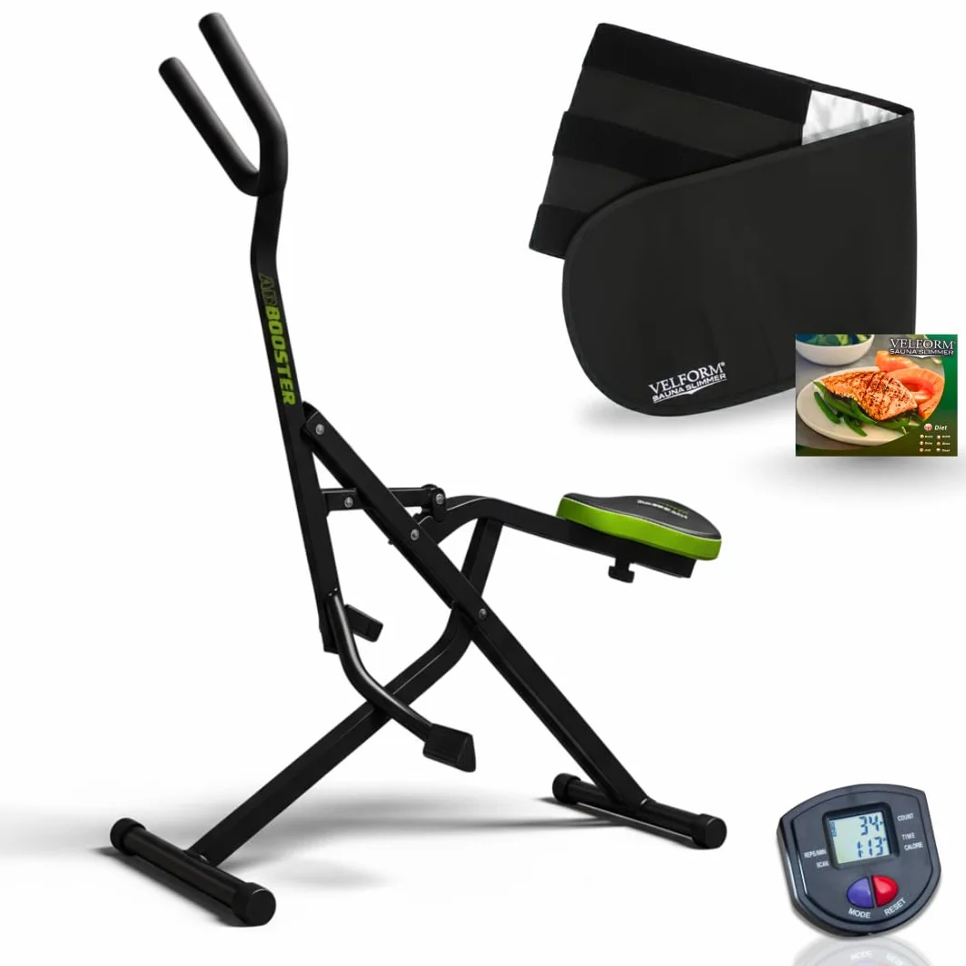 GYMFORM Ab Booster Plus + Sauna Slimmer, maszyna do budowania mięśni, pełny sprzęt treningowy, wielofunkcyjne ćwiczenia aerobowe i tonowanie, komputer + pas redukujący efekt sauny