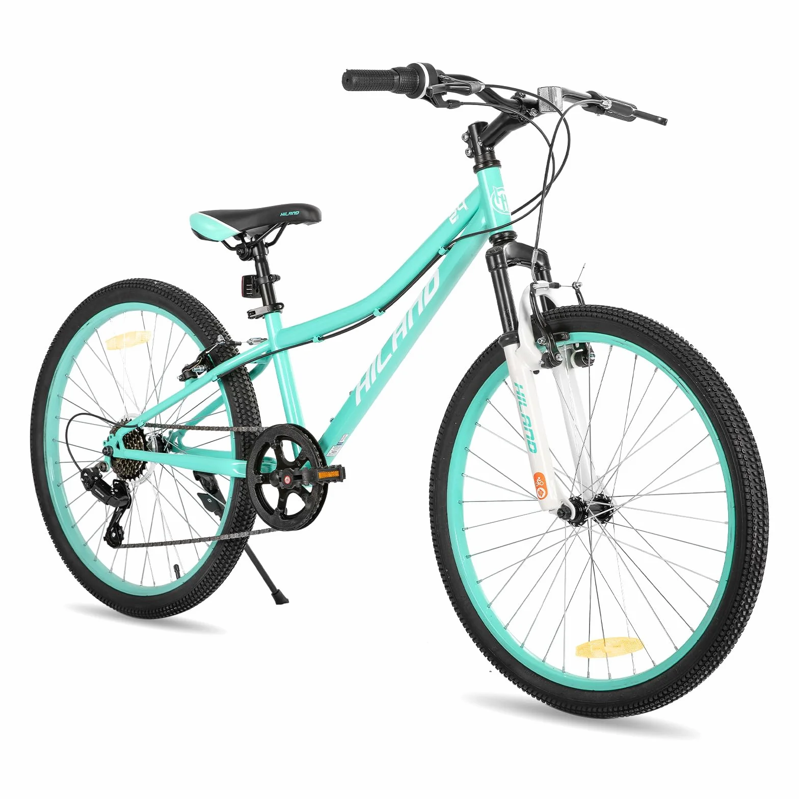 Hiland Climber rower dziecięcy, 24", 7-biegowy hamulec V-Brake, rower górski, młodzieżowy MTB z widelcem amortyzowanym, rower górski dla chłopców i dziewczynek