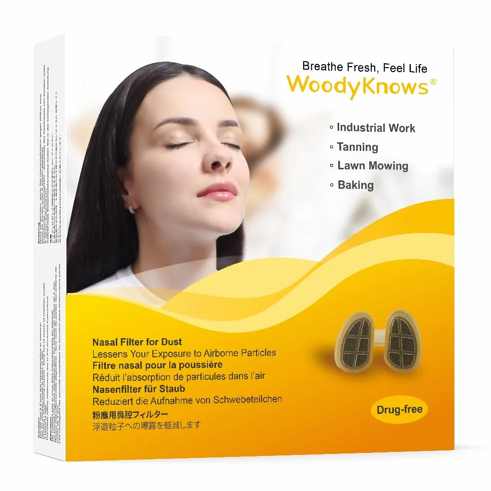 Filtr na nos WoodyKnows do prac w zakurzonym środowisku, przydatne narzędzie do prac przemysłowych i opalania (rozmiary S/M/L/XL, 1 filtr na nos + 2 filtry wymienne do każdego rozmiaru)