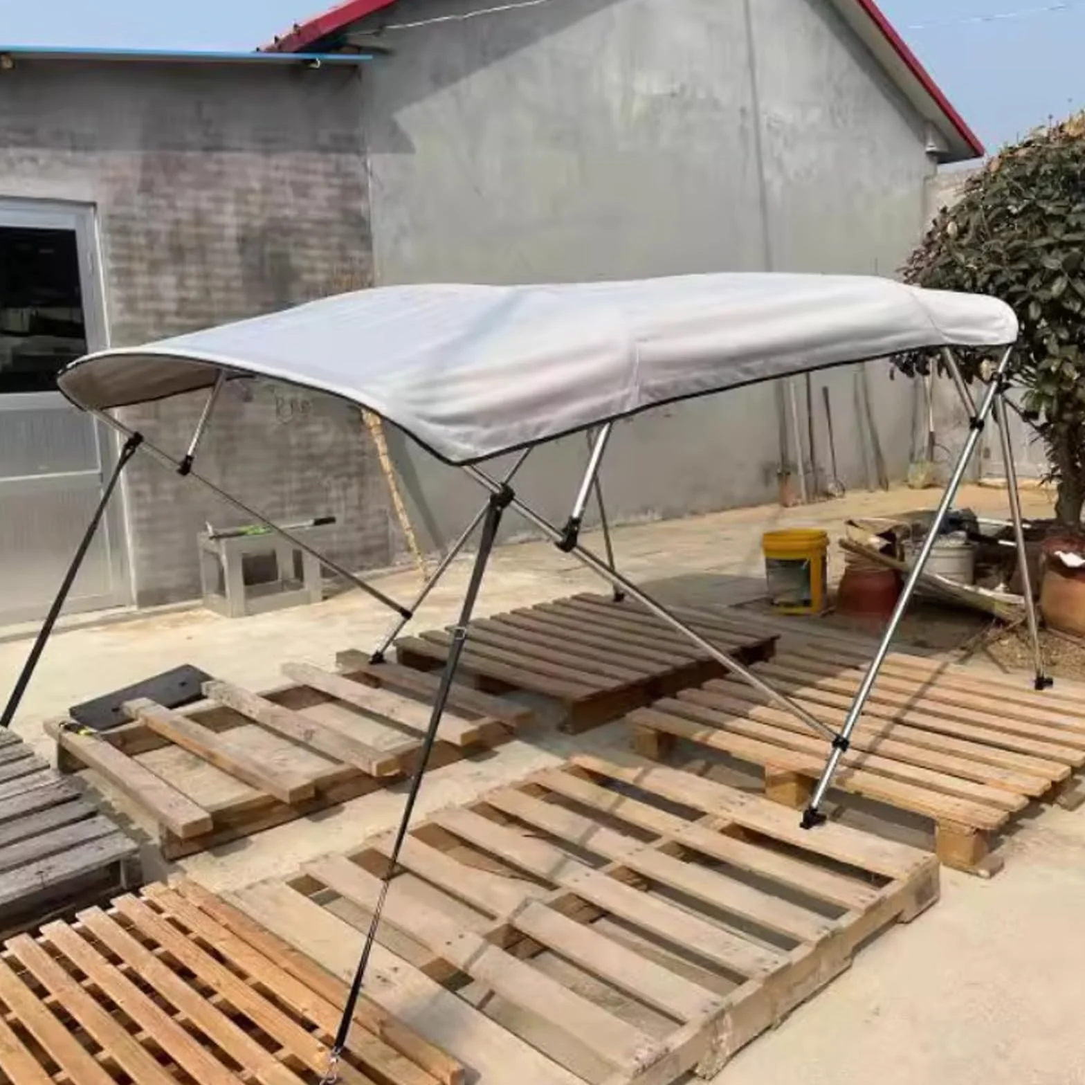 Bimini Top na łódź, baldachim przeciwsłoneczny, ochrona przed promieniowaniem UV i deszczem, tkanina Oxford 600D, odpowiednia do szerokiej gamy naczyń (150-170 cm)
