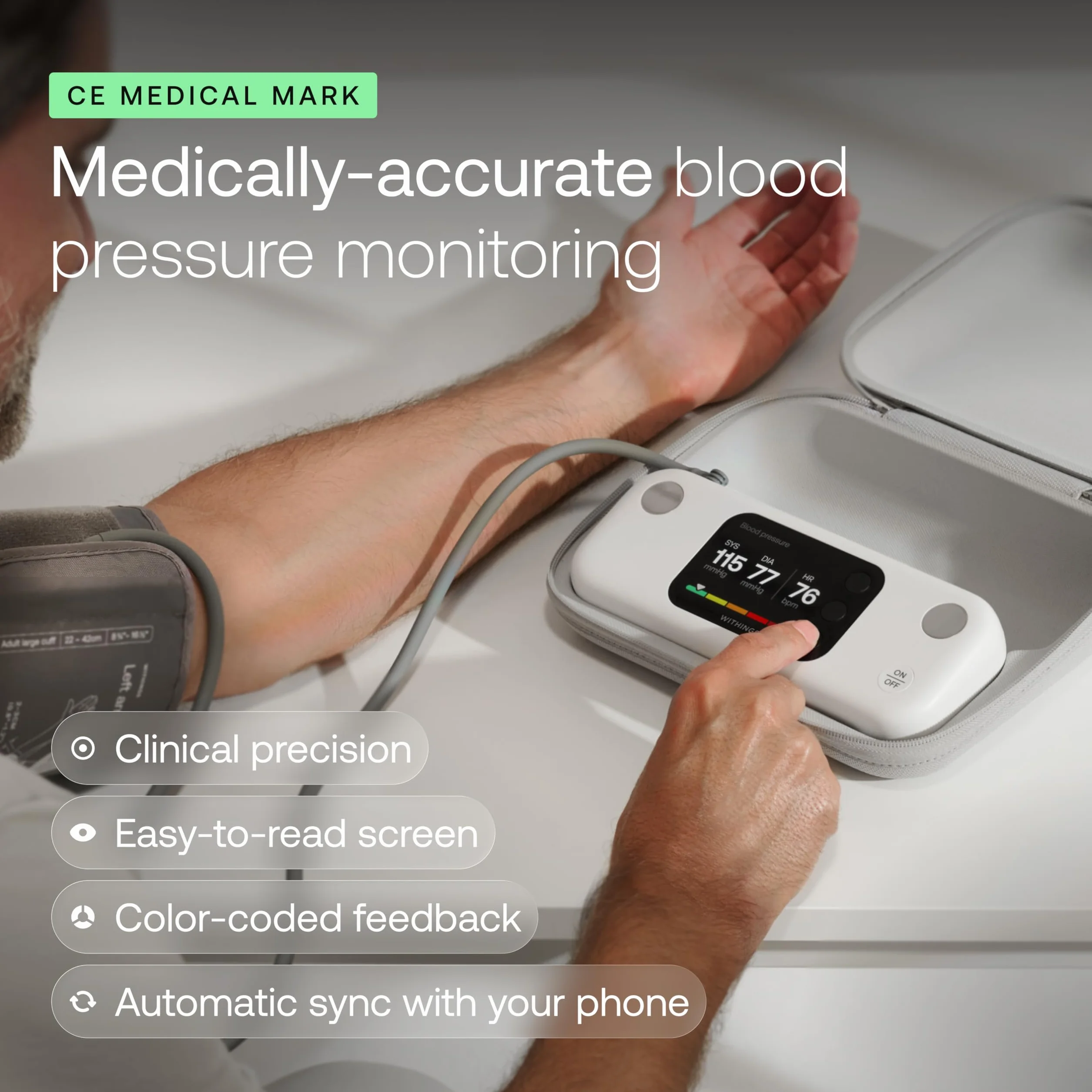Withings BPM Vision- Inteligentny Naramienny Ciśnieniomierz | Dokładne Pomiary Skurczowe i Rozkurczowe |Wykrywanie Migotania Przedsionków | Urządzenie do Monitorowania Serca EKG | iOS i Android