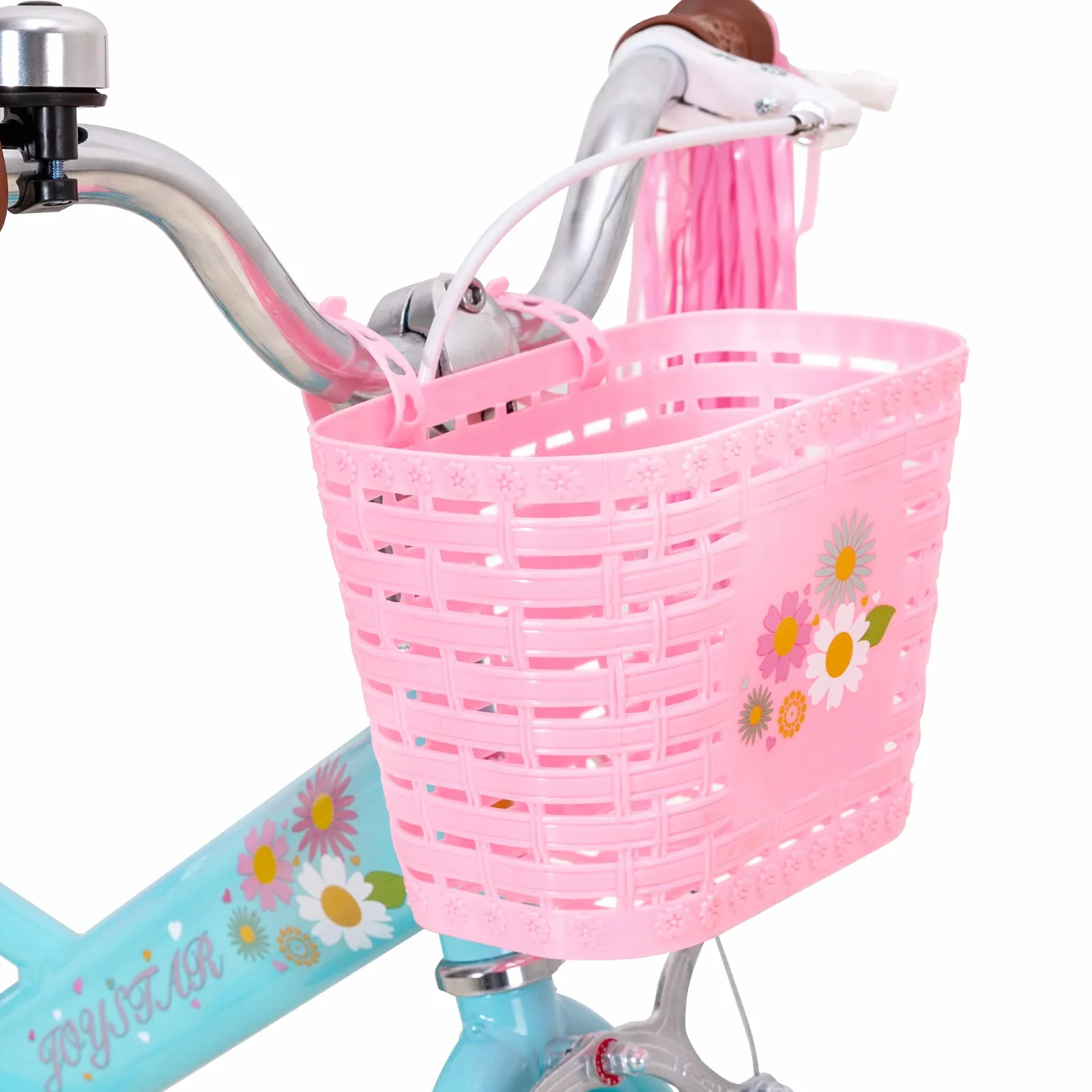 JOYSTAR Little Daisy 12/14/16" rower dziecięcy dla dziewczynek z kółkami podporowymi, koszem, niebieski różowy biały