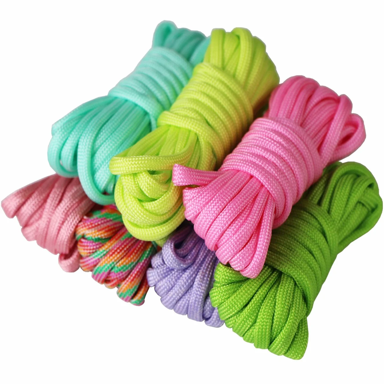 UOOOM 7 szt. linka paracord, linka spadochronowa, bezpieczna linka survivalowa, zestaw do samodzielnego wykonania, ręcznie tkana, 25 cm (kolorowe x 7 szt.)