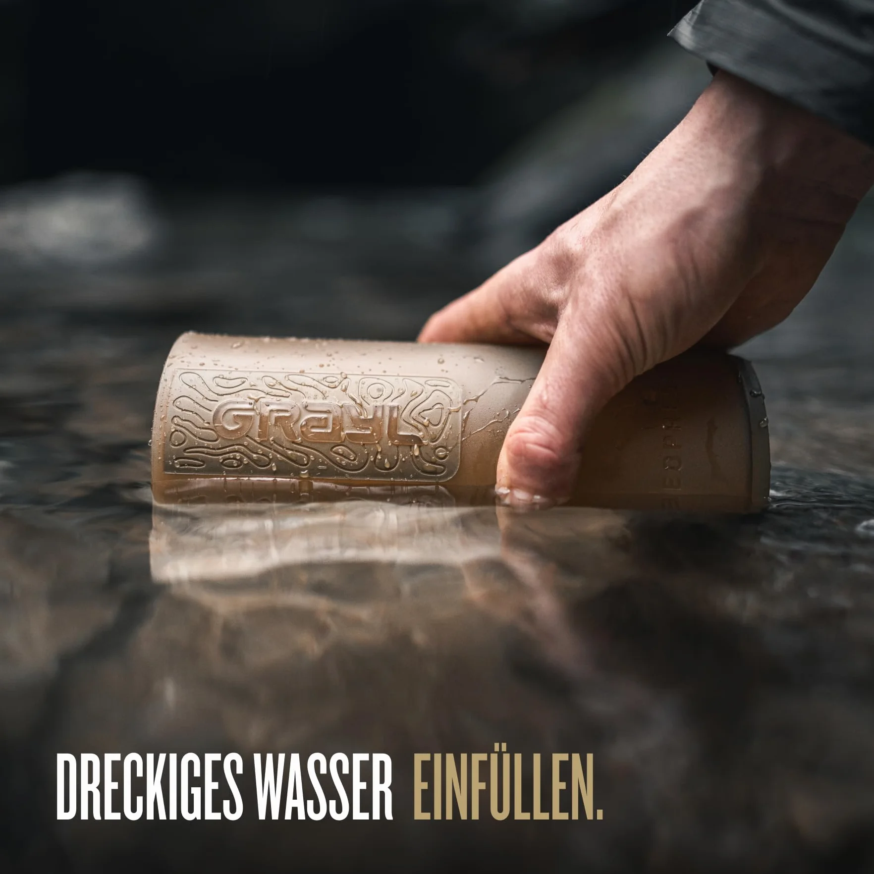 GRAYL GeoPress Zewnętrzny filtr do wody pitnej, 710 ml, eliminuje 99,99% wszystkich bakterii i wirusów, idealny na kemping, survival i podróż (brązowy Coyote)
