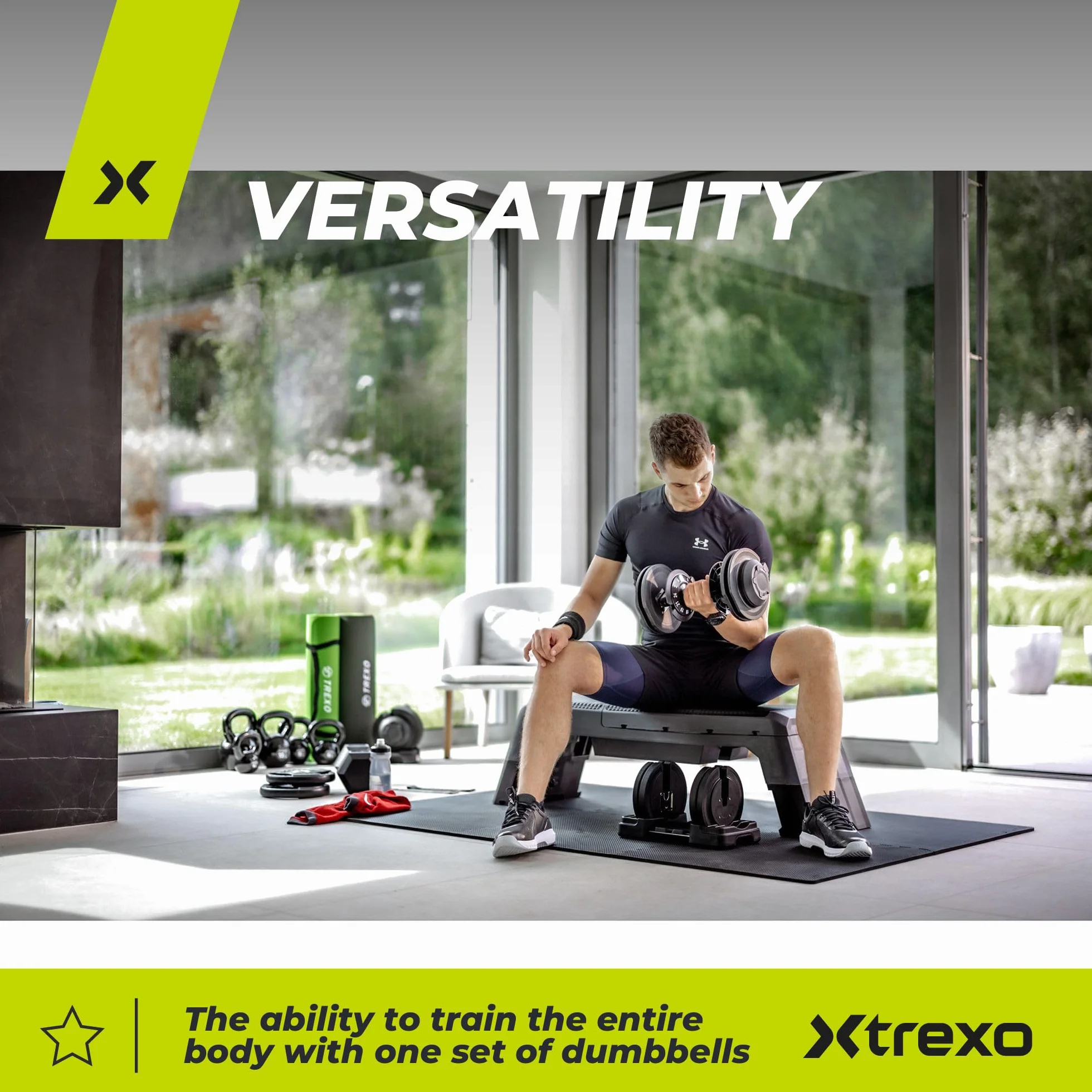 TREXO Hantel Regulowany 18-40 kg z Żelaza Antypoślizgowy Uchwyt