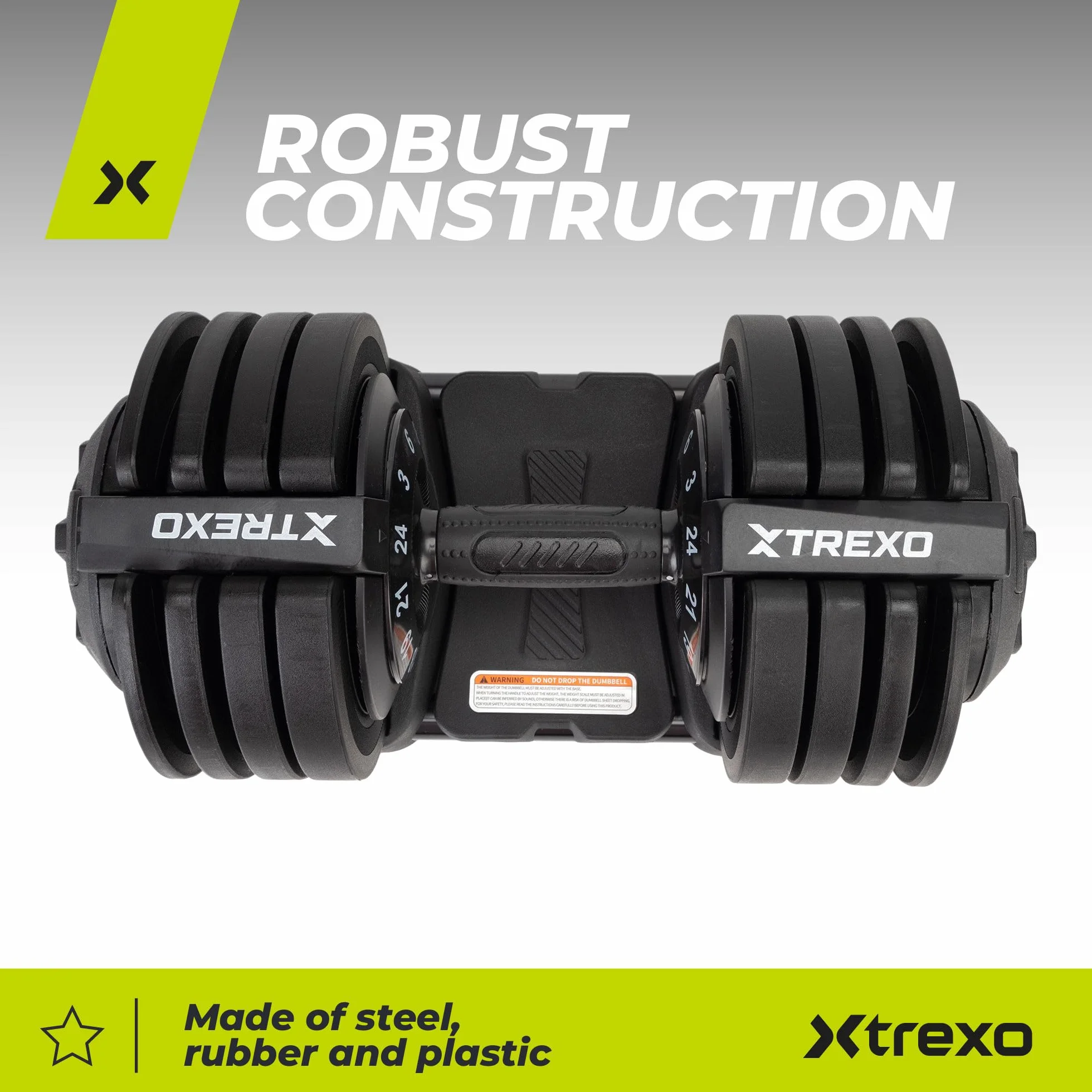 TREXO Hantel Regulowany 18-40 kg z Żelaza Antypoślizgowy Uchwyt