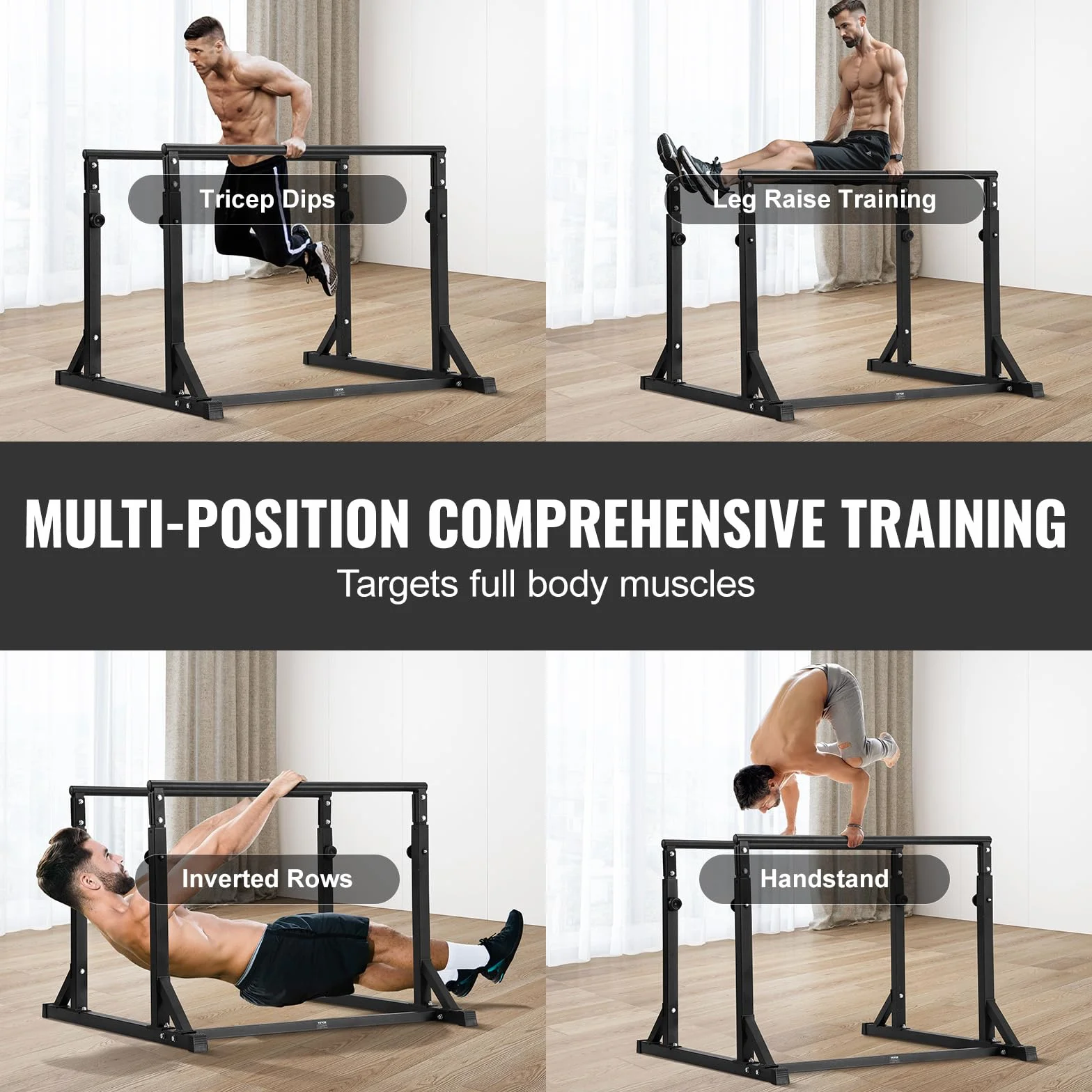 VEVOR Drążek do dipów 362 kg regulowany stabilizator fitness paralletka push-up