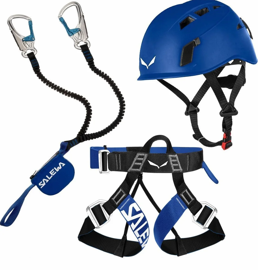 Salewa Kompletny Zestaw do Wspinaczki Premium Attac Plus z Uprzężą i Kaskiem Niebieski