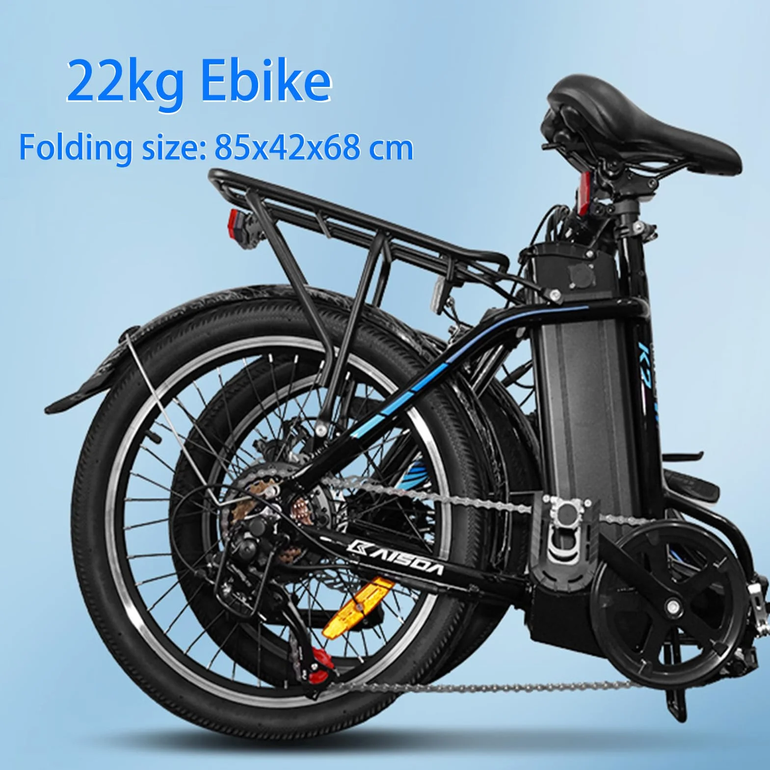 K7 Rower Elektryczny Składany 20", E-Citybike dla dorosłych Akumulator 36 V, 13 Ah, Lekki Rower Elektryczny dla Seniorów i Dziewcząt, z Aplikacją, 7-Biegowa Przerzutka, Długi Zasięg do 75 km