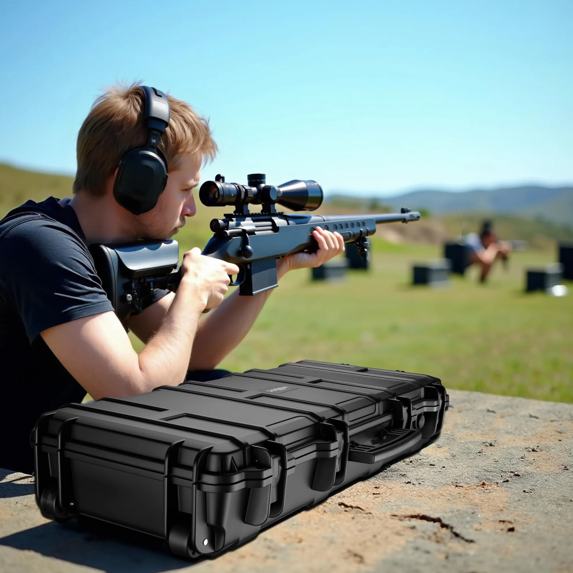 Wiltec Futerał na broń 97,8 x 42 x 17,3 cm walizka z pianką do bezpiecznego transportu z uchwytem, do airsoftu/pistoletu pneumatycznego