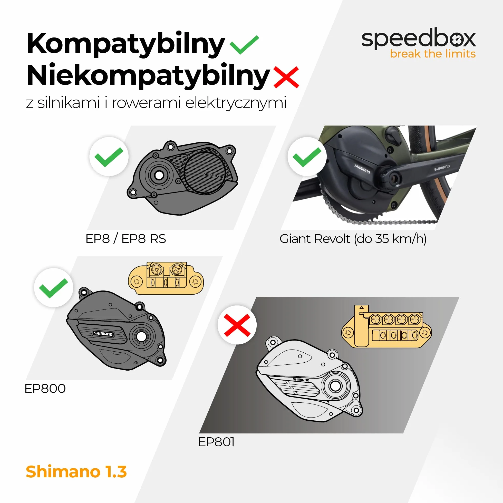 SpeedBox 1.3 B.Tuning (z Bluetooth) kompatybilny z Shimano EP8 / Chip tuningowy dla E-Bike z silnikami Shimano + E-Tube Port Di2 + System satelitarny/Aplikacja SpeedBox