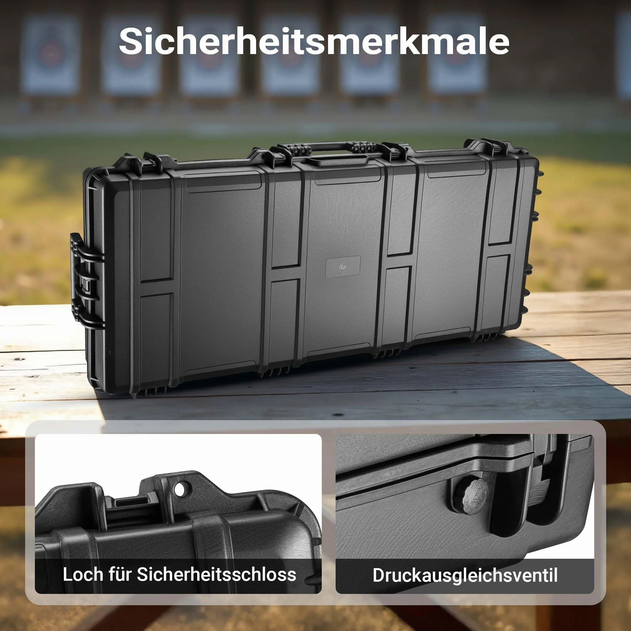 Wiltec Uniwersalny futerał 119 x 53 x 21 cm z zamkiem, wodoodporna walizka transportowa z wyściółką piankową, organizer ochronny z polipropylenu i włókna szklanego