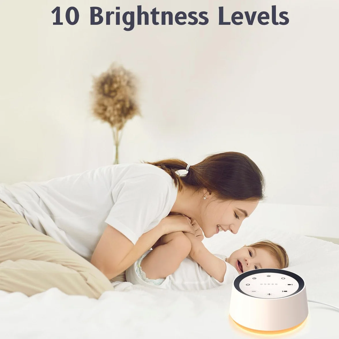 Maszyna dźwiękowa White Noise Machine z 30 kojącymi dźwiękami do spania, 12 kolorów, lampka nocna, wtyczka brązowa, maszyna do spania, funkcja pamięci, 36, poziom głośności 5, timer do domu