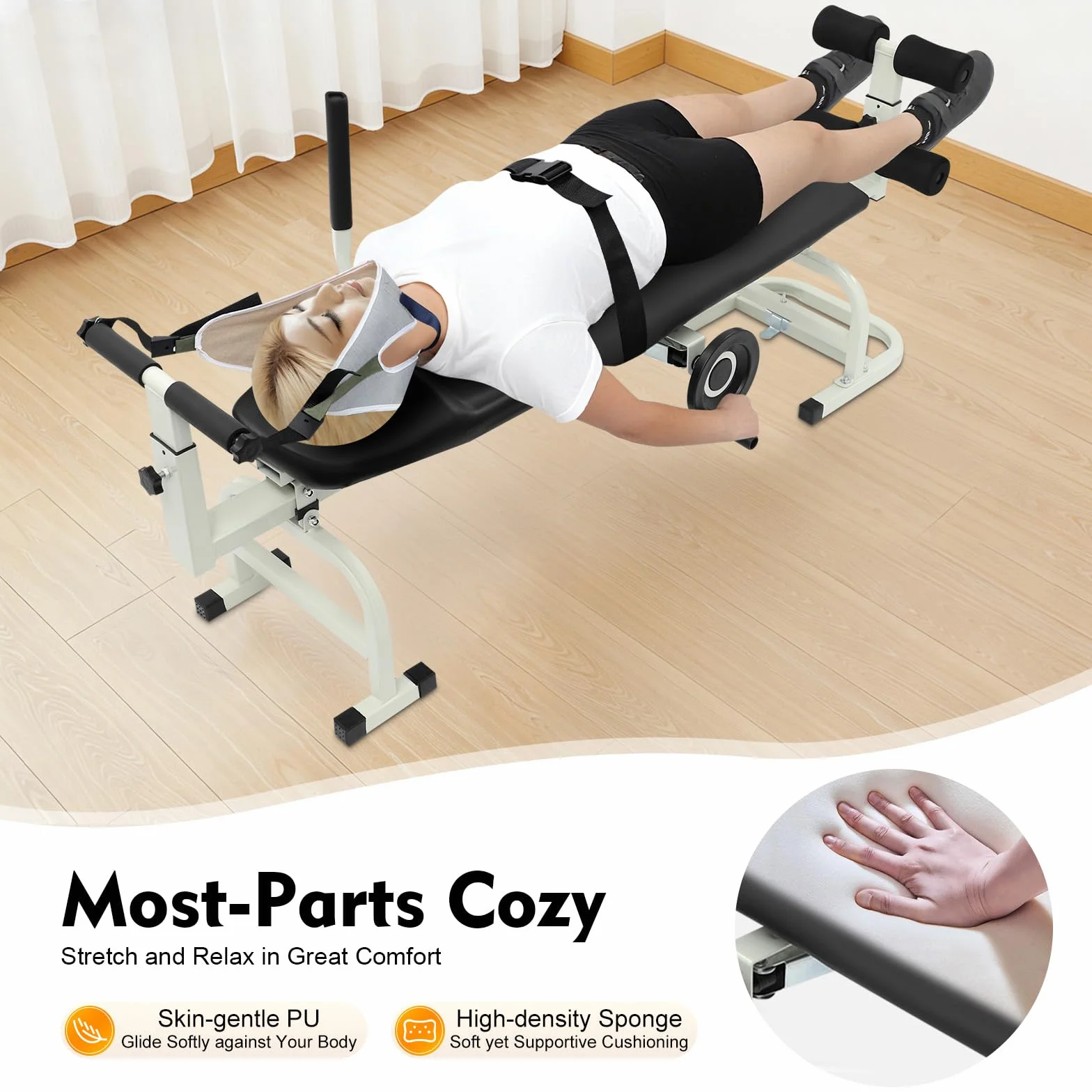 Regulowany stół trakcyjny 150 kg, długość 150-190 cm, łóżko trakcyjne z paskiem