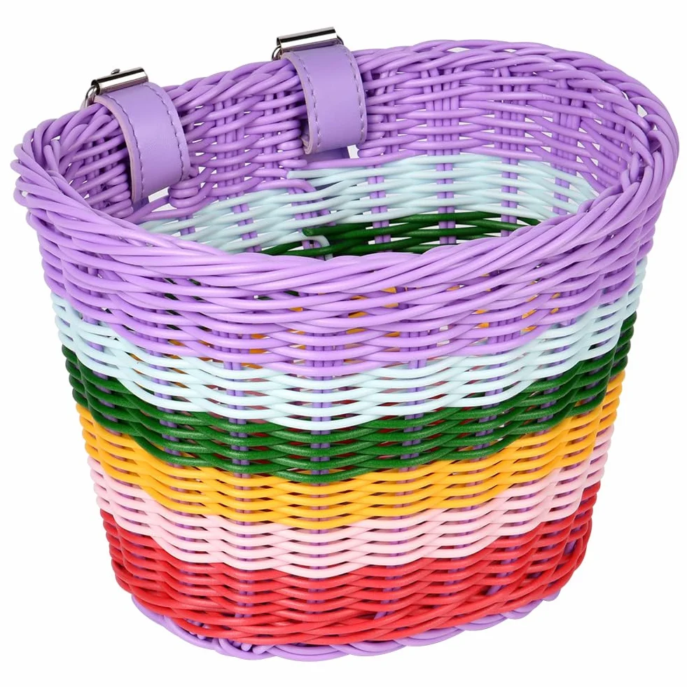 flintronic Kosz rowerowy dla dzieci, ręcznie pleciony, dla dziewczynek, chłopców, dzieci, z akcesoriami rowerowymi