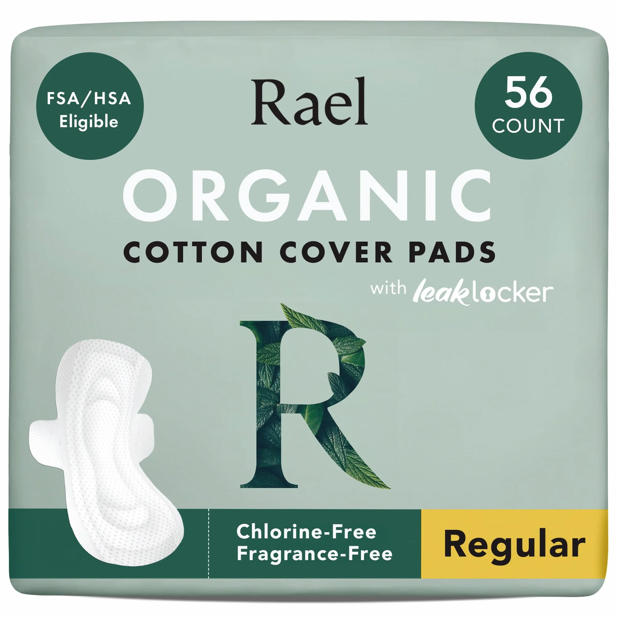 Rael compresas regular ultrafinas, con alas, en algodón orgánico certificado (4 pack - 56 unidades)