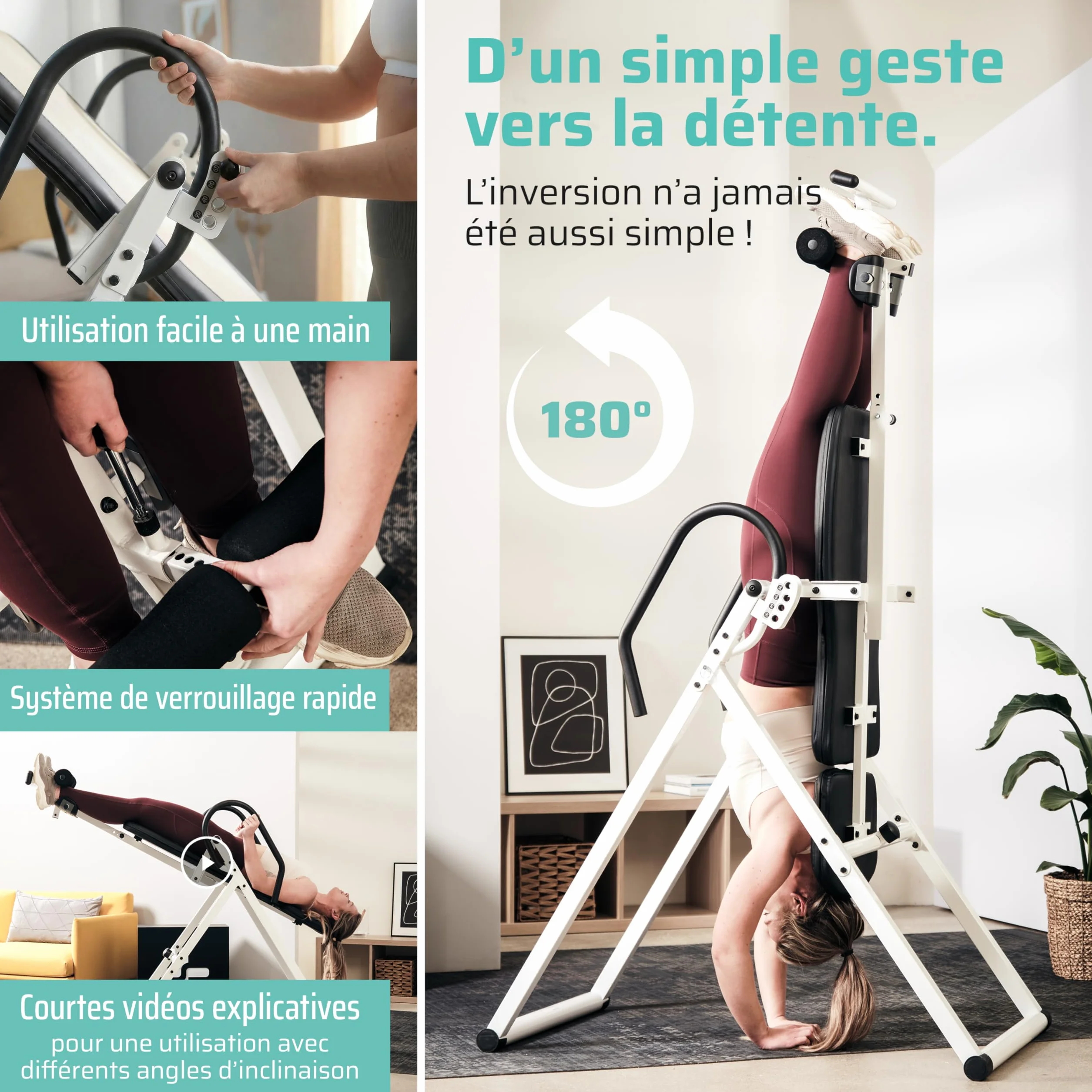 Sportplus ławka inwersyjna składany trenażer grawitacyjny stół inwersyjny 4/6 kątów odwrócenia 135 kg