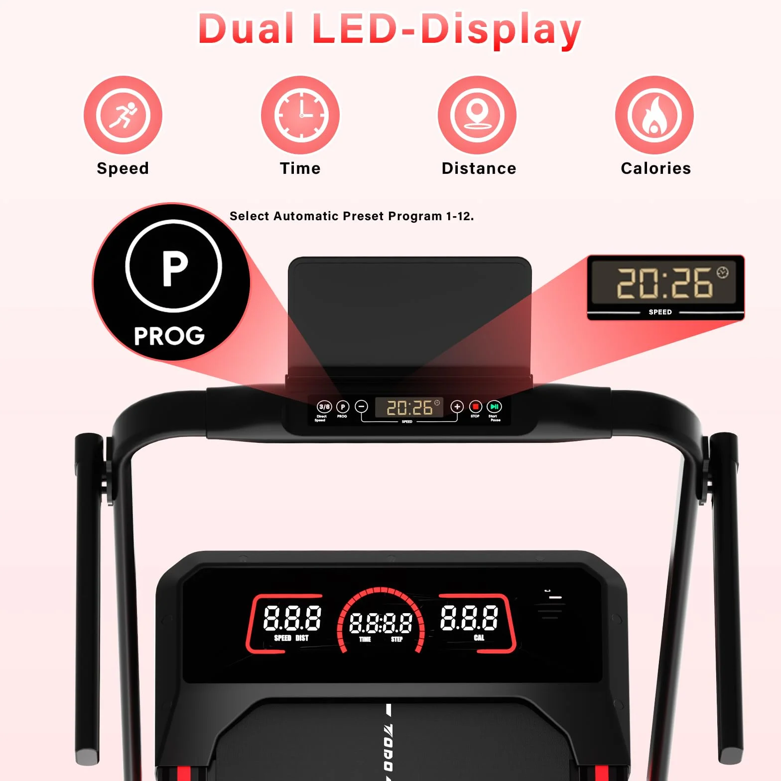 TODO Walking Pad Bieżnia Składana z Ręczne Nachyleniem 10% 12 km/h Bluetooth Głośnik APP LED 150kg