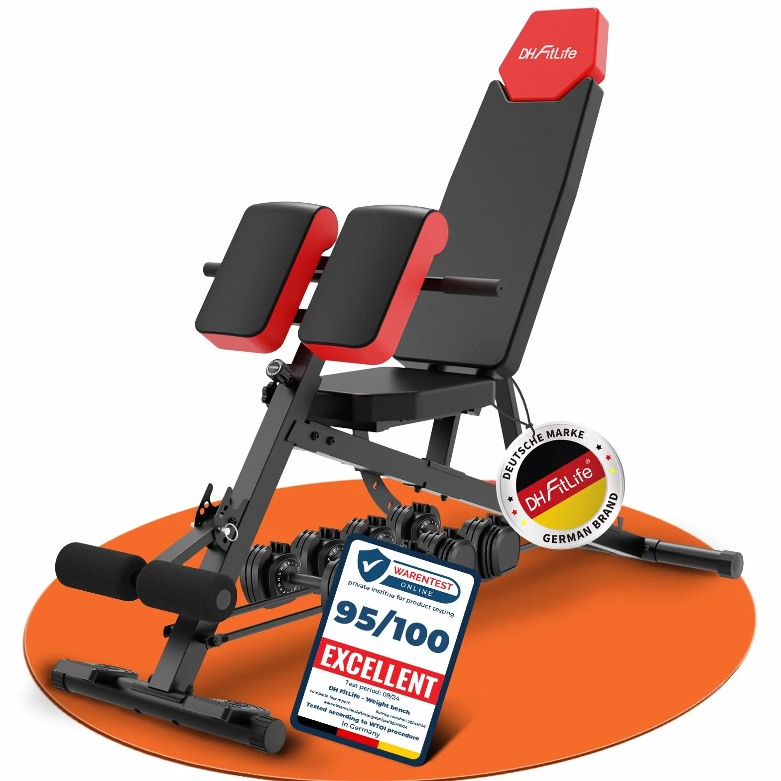 DH FitLife 2026 Ławka Treningowa Regulowana 6-w-1 z Hyperextension do Pleców do 350 kg | Wielofunkcyjna Ławka do Ćwiczeń do Domowej Siłowni | Ławka Skośna do Bench Press i Treningu Całego Ciała