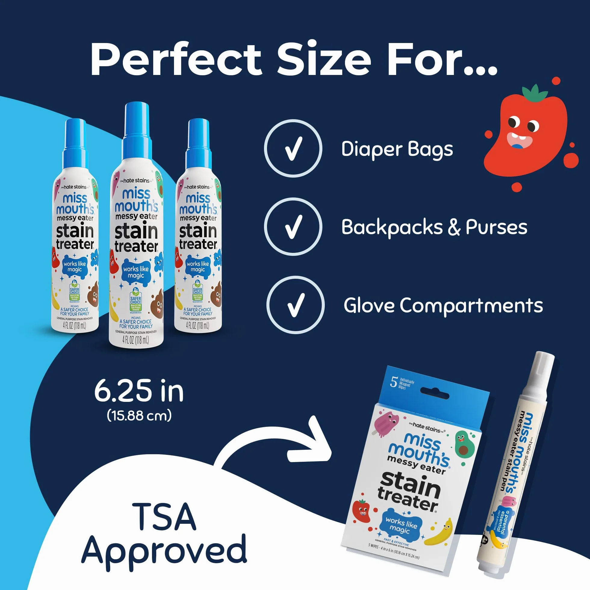 Hate Stains Co. Odplamiacz do ubrań, nietoksyczny spray do usuwania plam woskowych dla niemowląt i dzieci, środek do czyszczenia ubrań, kurzu, dywanów (120 ml, butelka z rozpylaczem)