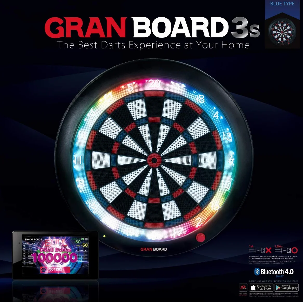 Granboard 3 S 551000071000 Elektroniczna Tablica do Darta, Wielokolorowy, Ø 60 cm