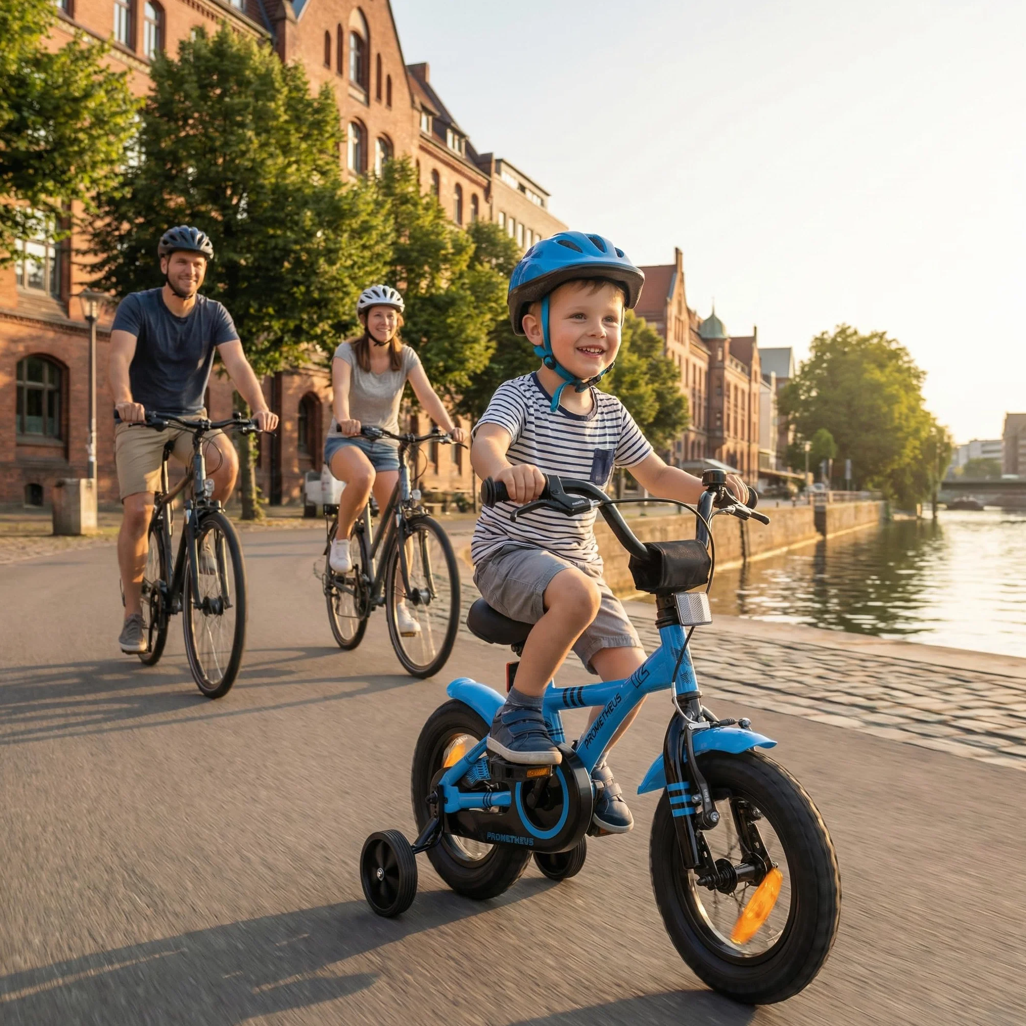PROMETHEUS BICYCLES Rower dziecięcy od 3 lat - 12 cali Rower dziecięcy dla dziewczynek i chłopców z kółkami podporowymi i hamulcem wstecznym w kolorze niebieskim