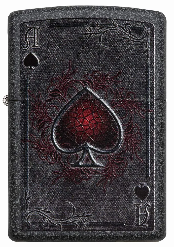 Zippo Zapalniczka Sztormowa, ze Wzorem Asa, w Optyce Metalicznego Kamienia, Kolorowy Motyw, z Możliwością Napełniania, Wielokrotnego Użytku, Made in USA