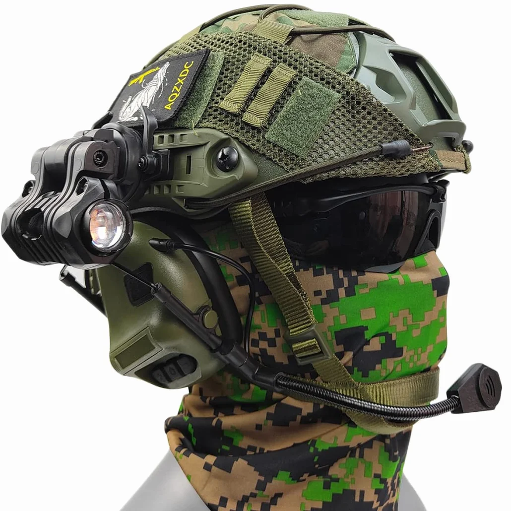 Zestaw hełmu i zestawu słuchawkowego z redukcją szumów, Z goglami, Latarka, Pokrowiec na hełm, Światła błyskowe, Balaclava, Do gier Bbs, Paintball, strzelanie CBQ, polowanie
