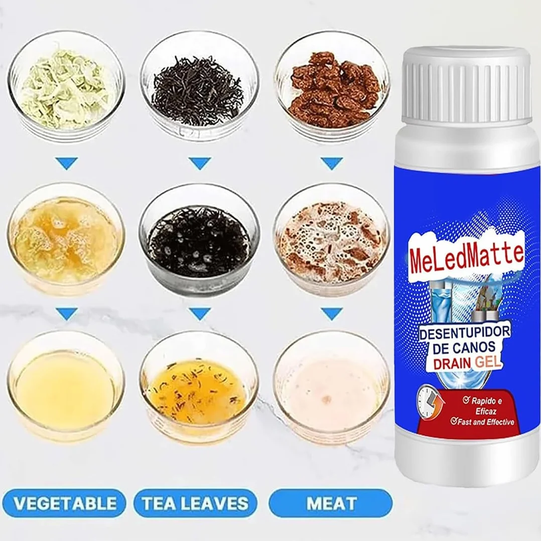 Meledmatte Żel odpływowy, ulepszona formuła, potężny środek do pogłębiania rur, wydajny środek do pogłębiania rur Meledmatte, Meledmatte środek do czyszczenia odpływów toaletowych, łatwe czyszczenie