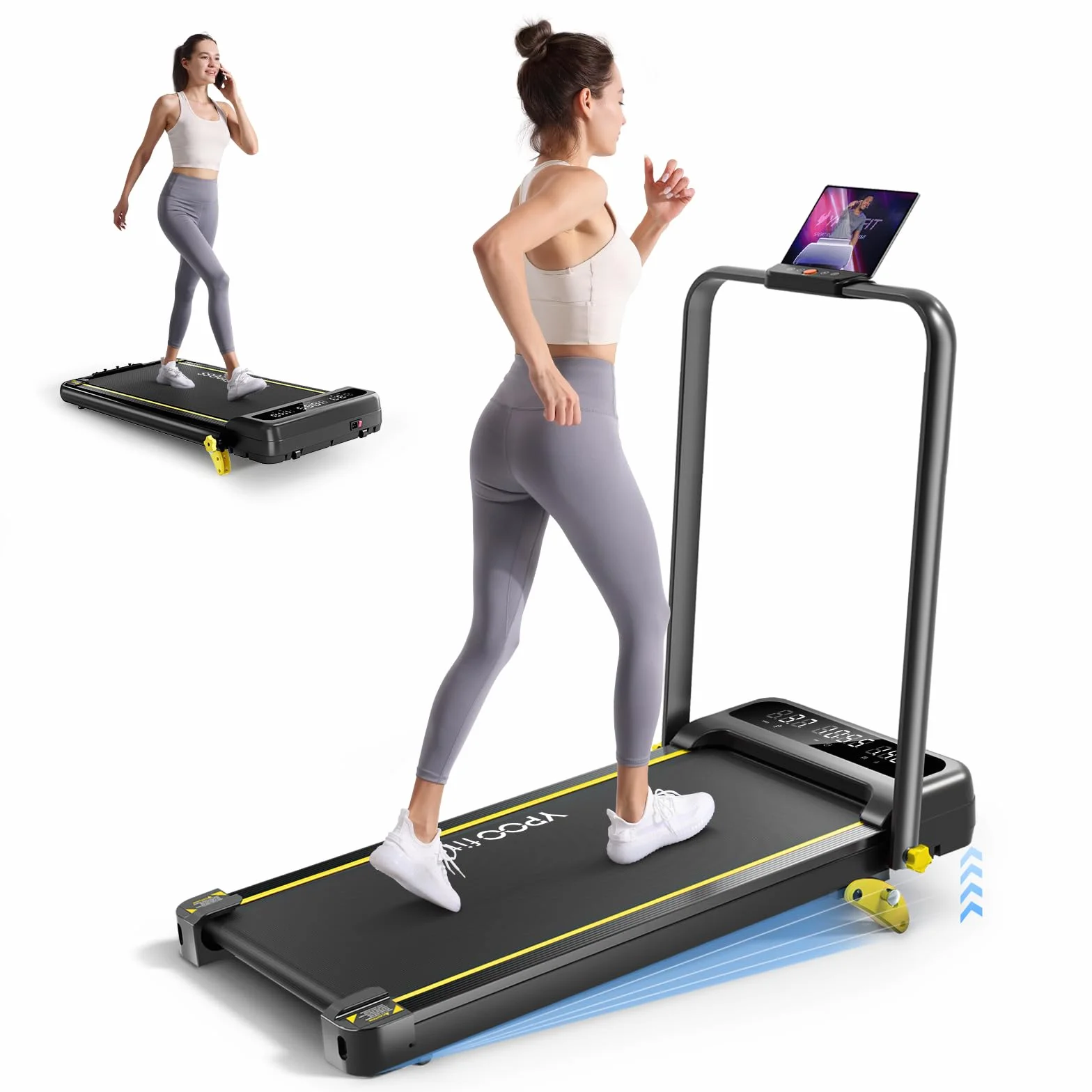 YPOO Bieżnia składana z nachyleniem 140 kg 2,5 HP cicha