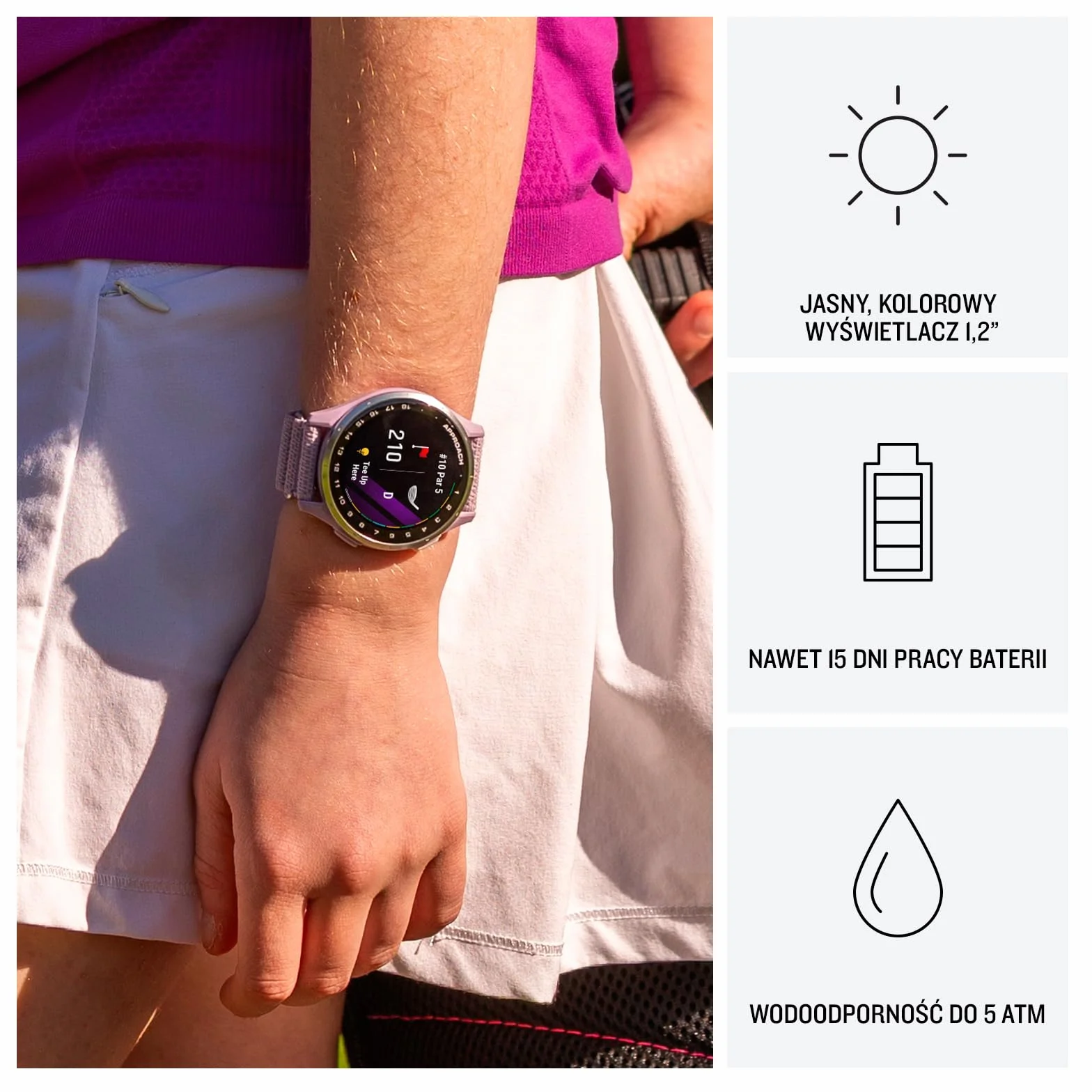 Garmin Approach J1 43mm Junior Teen Golf GPS Watch Lilac