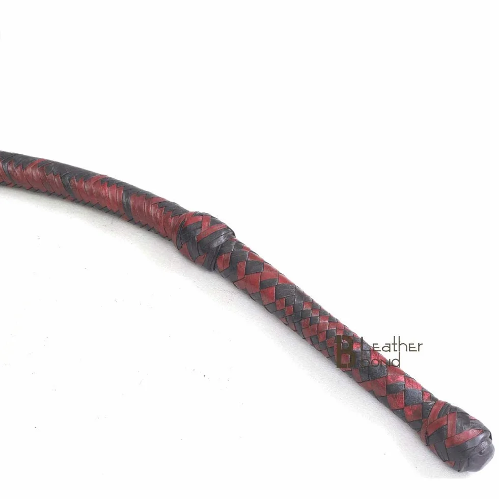 Bull Whip 08 stóp 16 plecionek skóra kangur byk jeździecki do pękania bicza sportowego skórzanego brzucha i skórzanego wzmocnienia wewnątrz czerwony i czarny