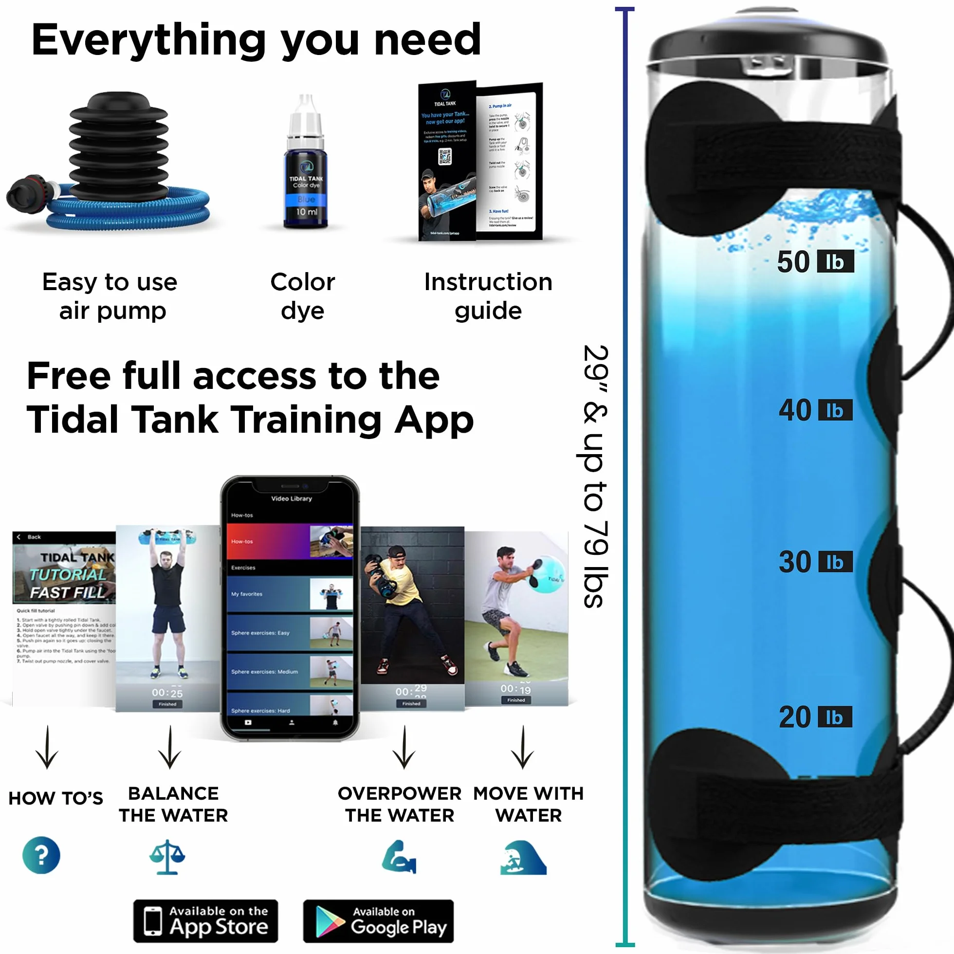 Tidal Tank: Aqua Bag w torbie arena, torba treningowa z ciężarkami wodnymi, doskonały korpus treningowy i balans, od 3 kg do 30 kg