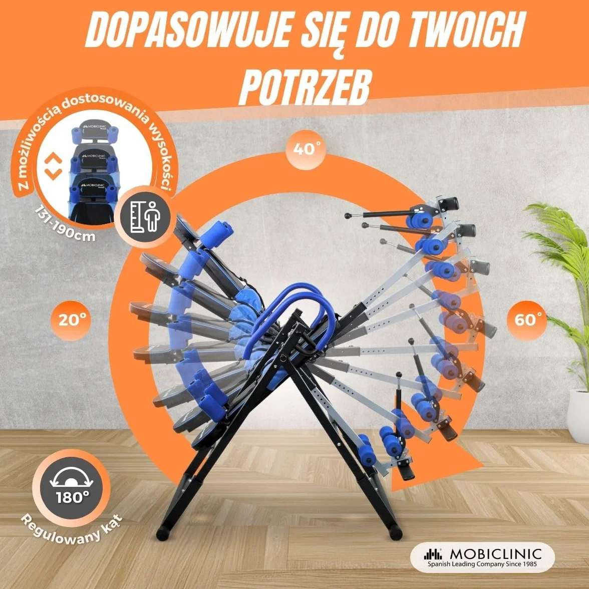 Mobiclinic Lawka inwersyjna składana 180° 120 kg stal