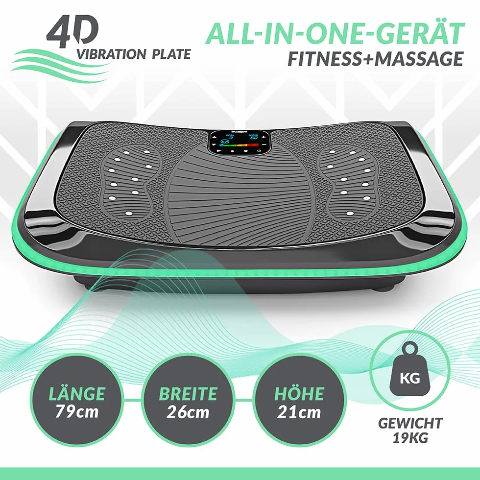 Bluefin Fitness Płyta Wibracyjna 4D 86 x 53 x 26 cm Czarny/Zielony