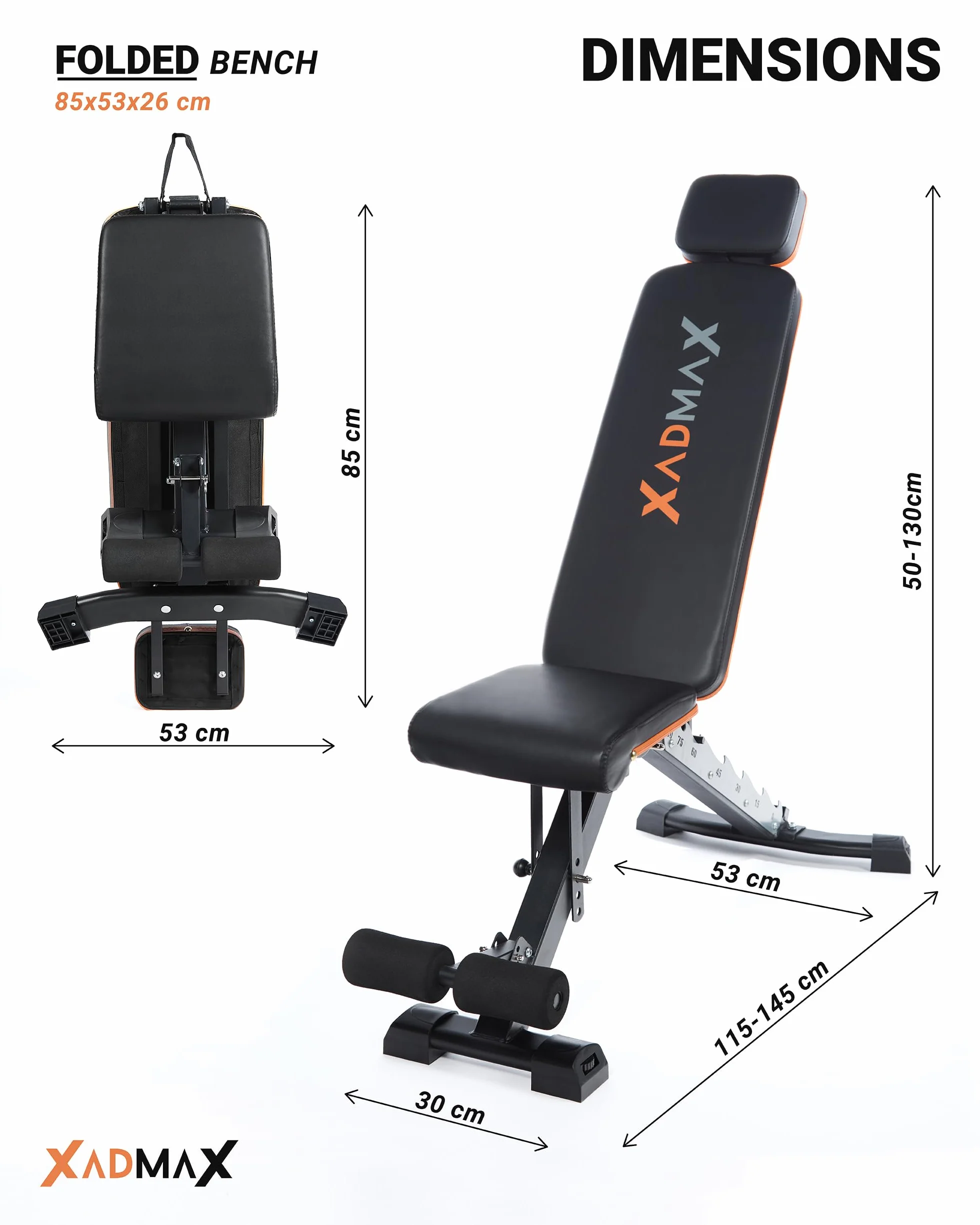 Ławka Treningowa Regulowana, Wyjątkowo Solidna i Stabilna, Udźwig do 360 kg, Składana Ławeczka Fitness, Ławka do Ćwiczeń Regulowana, do Domowej Siłowni