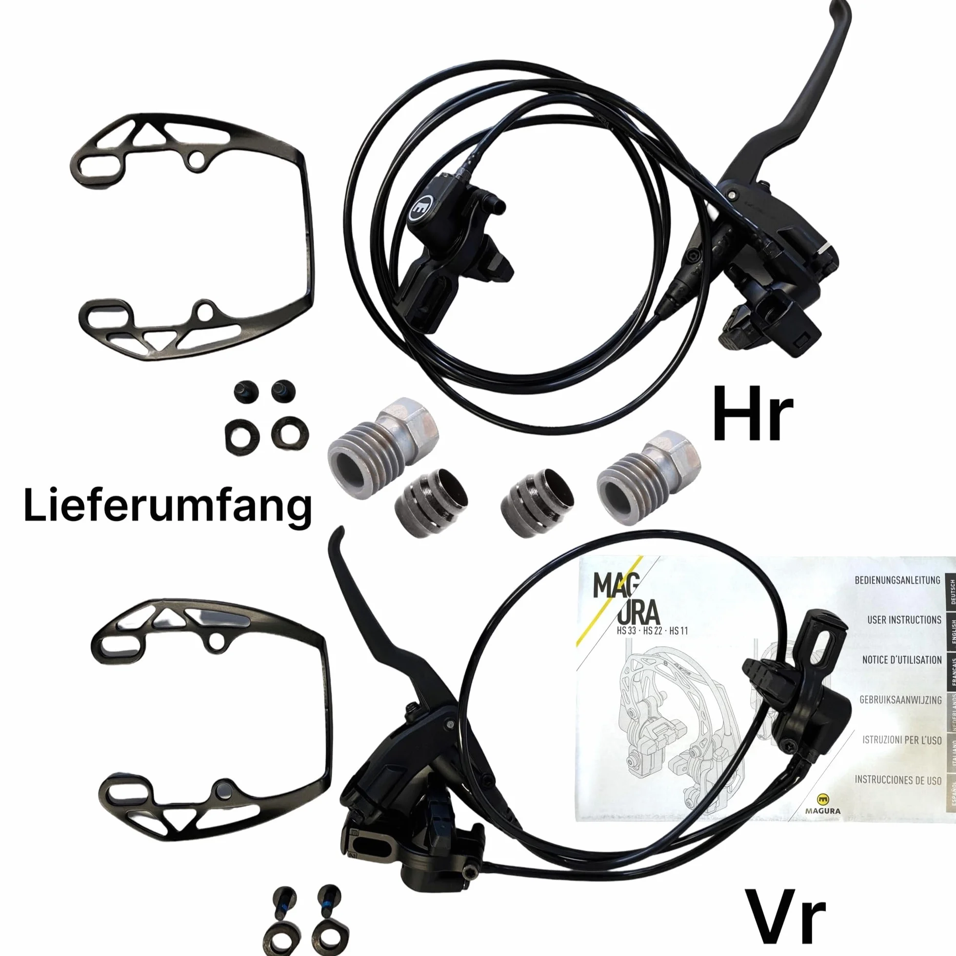 F26 Magura HS11 Hamulce hydrauliczne na felgach rowerowych Carbotecture Easy Mount Set Evo2 Vr+Hr czerwone klocki na felgi aluminiowe